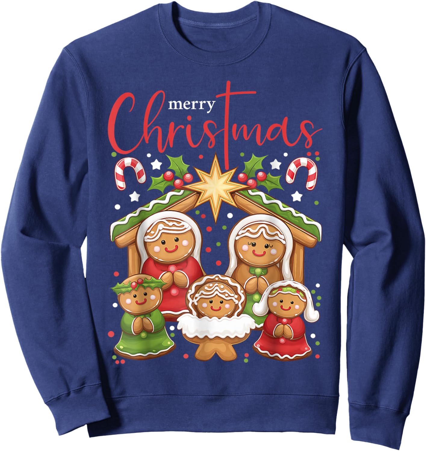 Jesus The Reason Gingerbread Christmas Christian Nativity Sweatshirt - Sweatshirt | Navy