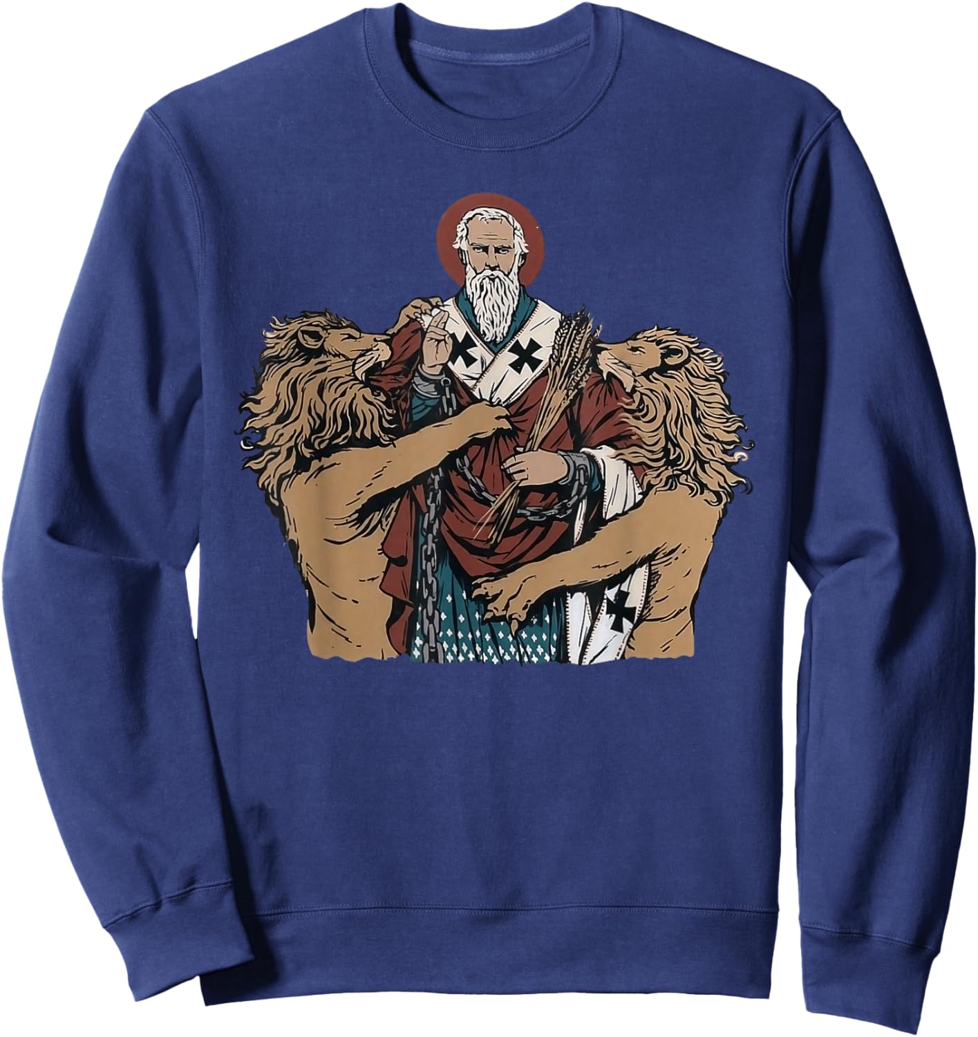 Saint Ignatius of Antioch Catholic Devotional Artwork Sweatshirt - Sweatshirt | Navy