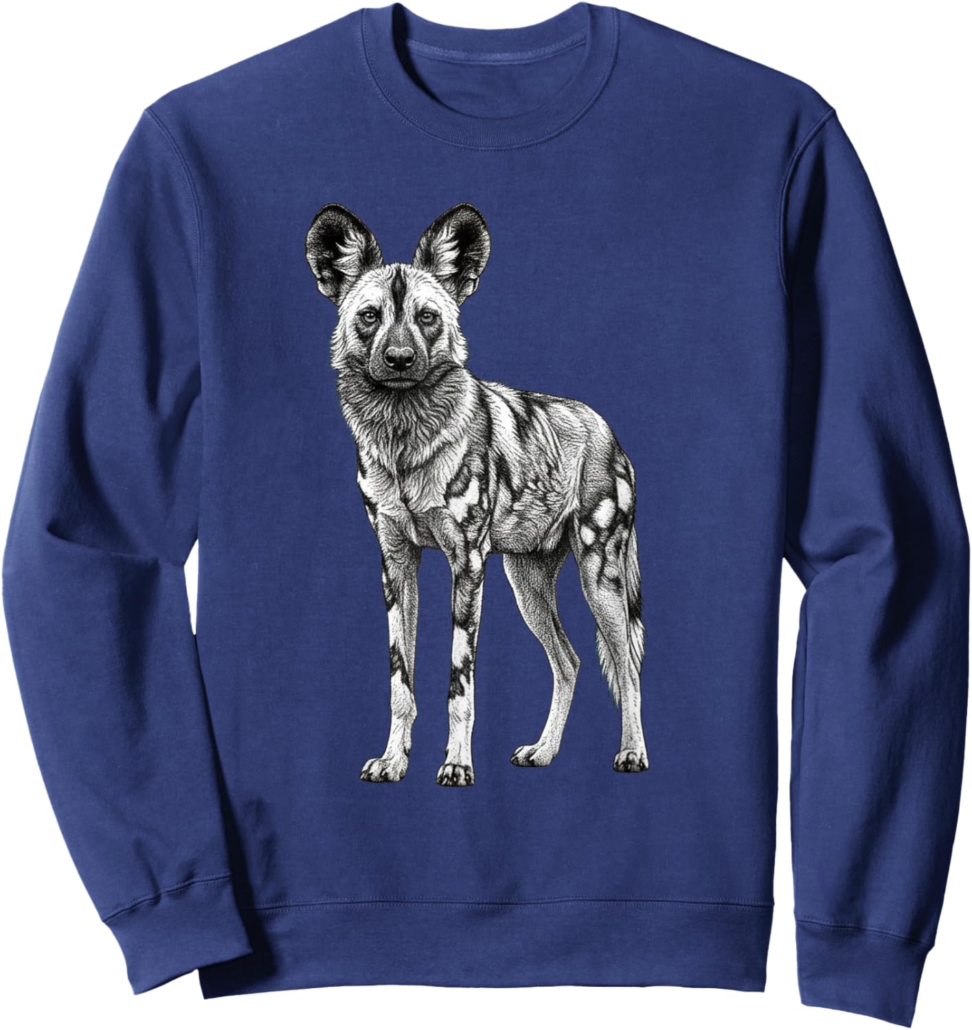 Retro African Wild Dog Lover Safari Nature Art Sweatshirt - Sweatshirt | Navy