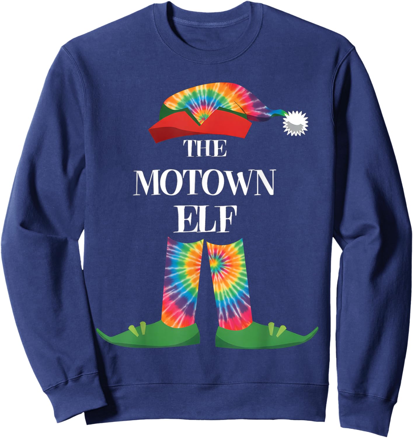 Motown Elf Group Family Christmas Pajama Music Lover Detroit Sweatshirt - Sweatshirt | Navy