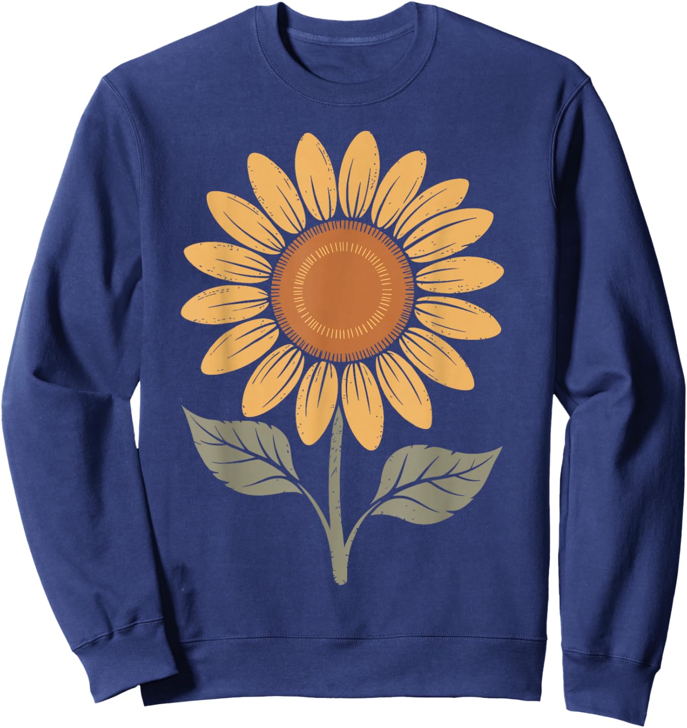 Cute Sunflower Vintage Boho Art Floral Botanical Wildflower Sweatshirt - Sweatshirt | Navy
