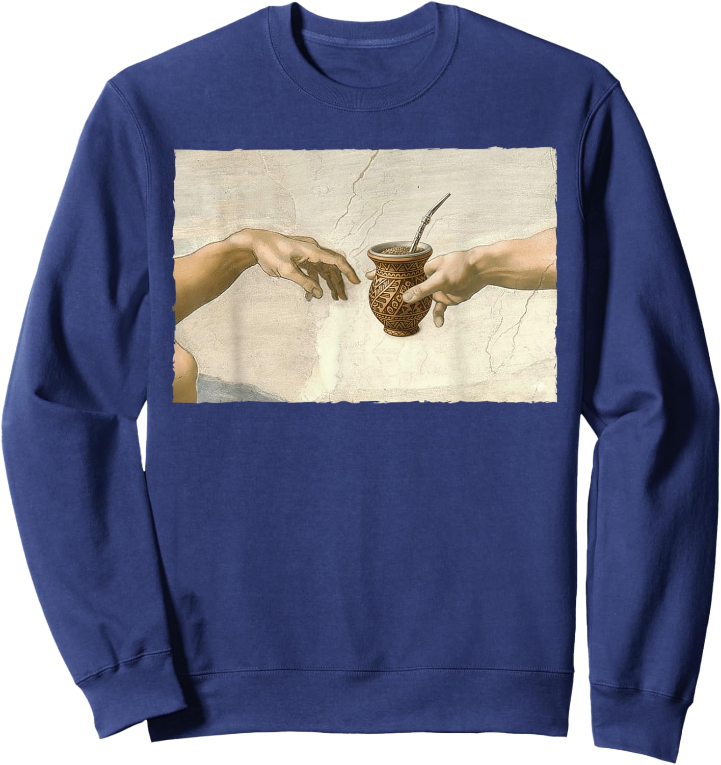 Yerba Mate Lover Argentina Yerba Mate The Creation of Adam Sweatshirt - Sweatshirt | Navy
