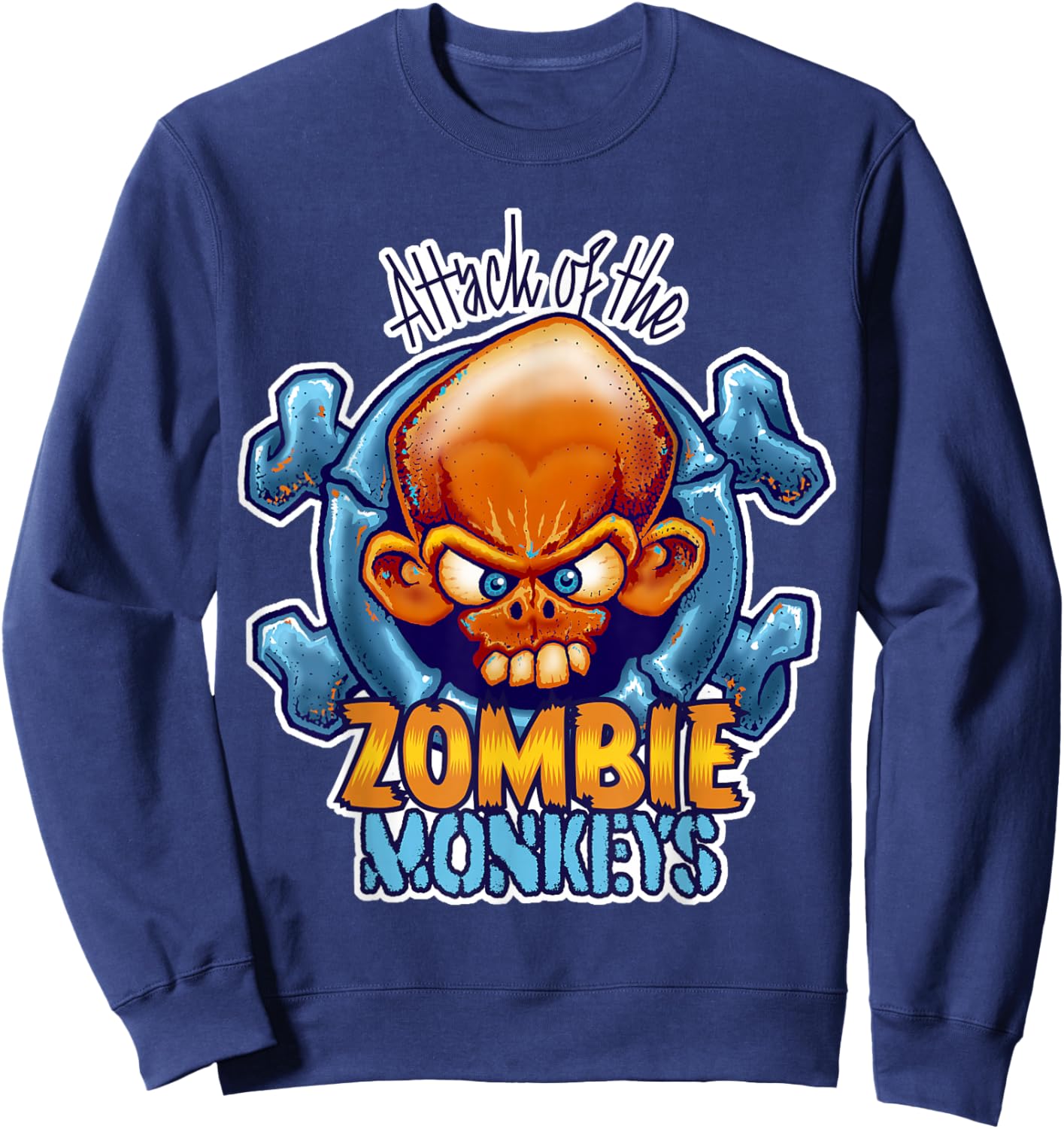 Zombie Monkeys Attack Horror Sweatshirt - Sweatshirt | Navy
