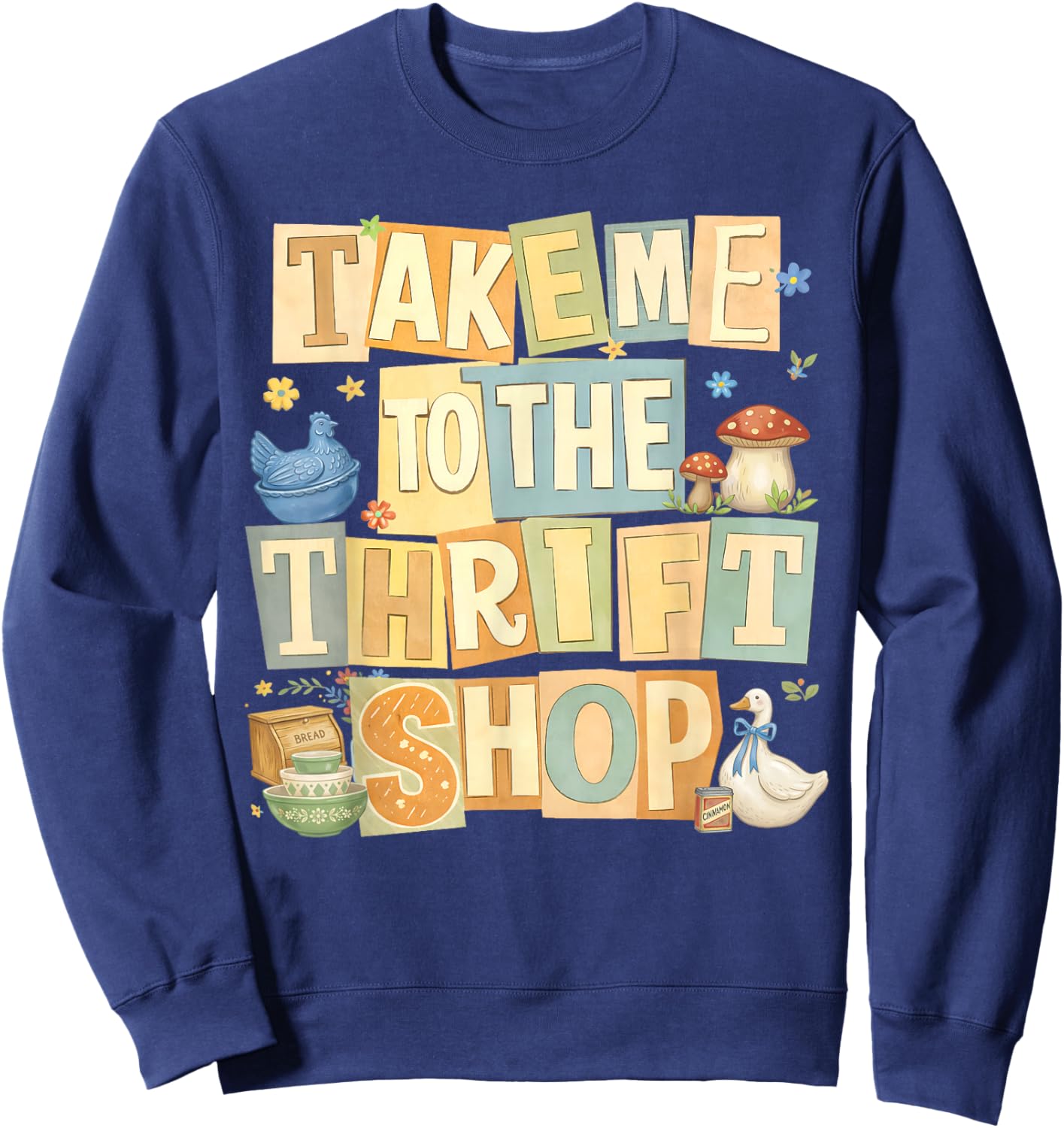Vintage Thrifting Take Me to The Thrift Shop Thrifted Goose Sweatshirt - Sweatshirt | Navy