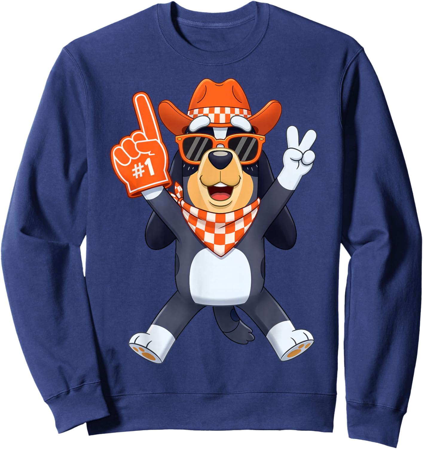 Orange Bluetick Coonhound Game Day Cheer Men Kids Sweatshirt - Sweatshirt | Navy