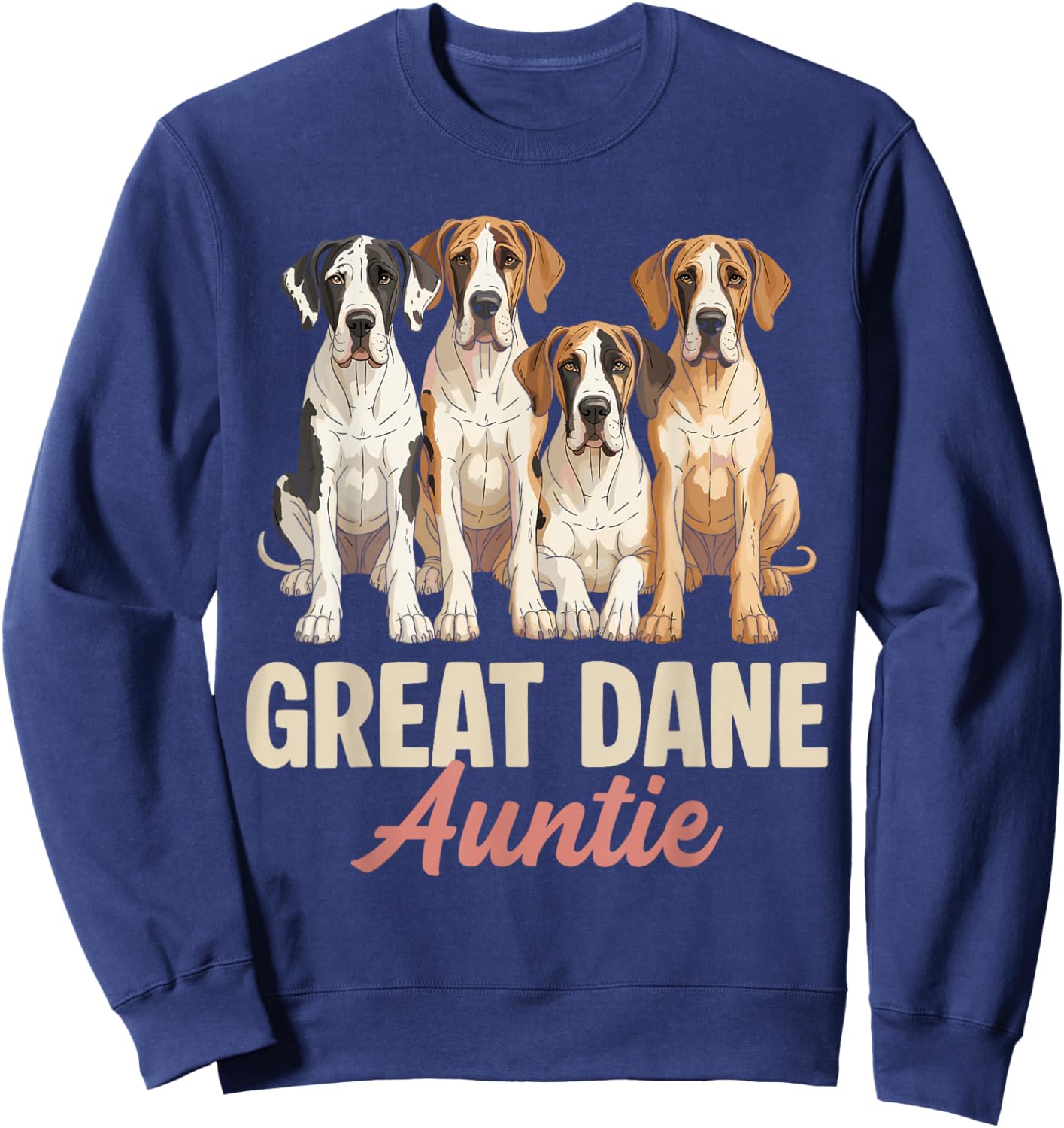 Great Dane Auntie Funny Dog Lover Retro Puppy Owner Women Sweatshirt - Sweatshirt | Navy