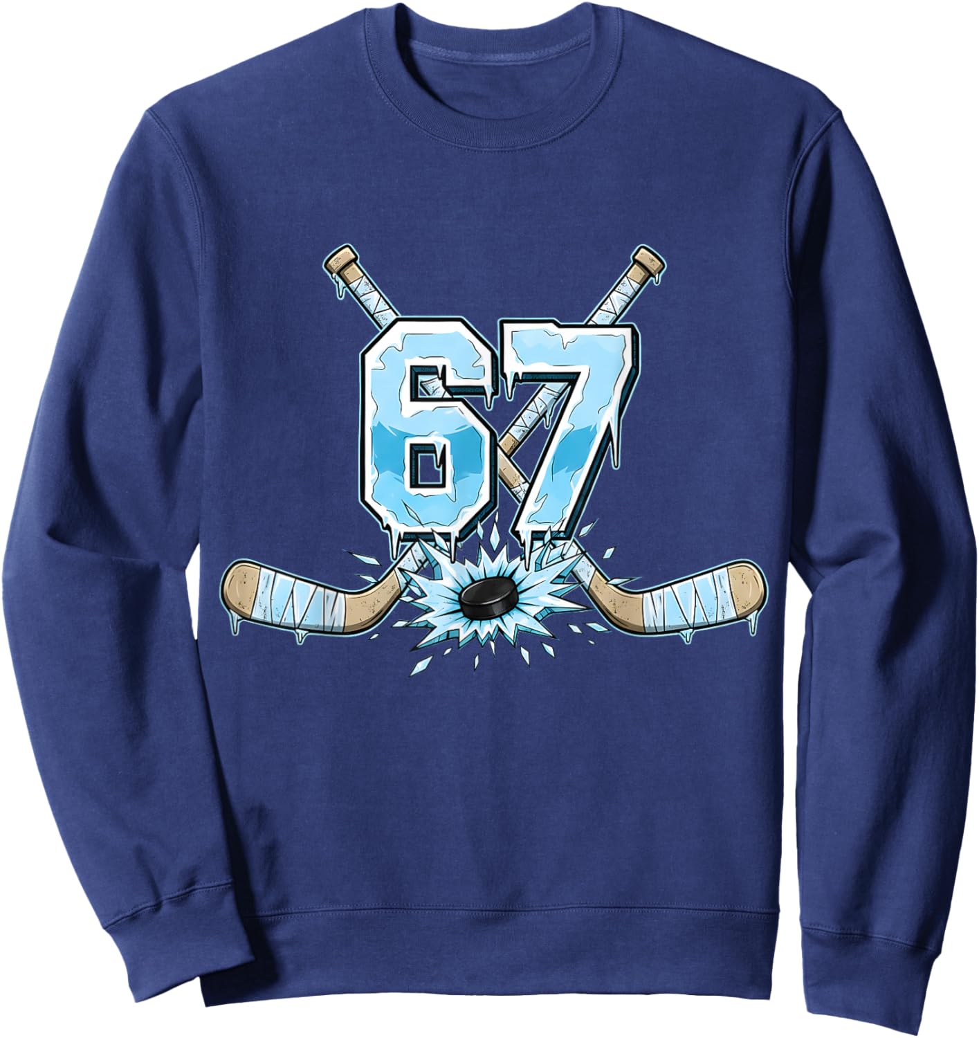 67 Hockey Drip Six Seven Meme 6 7 Boys Teens Kids Ice Hockey Sweatshirt - Sweatshirt | Navy