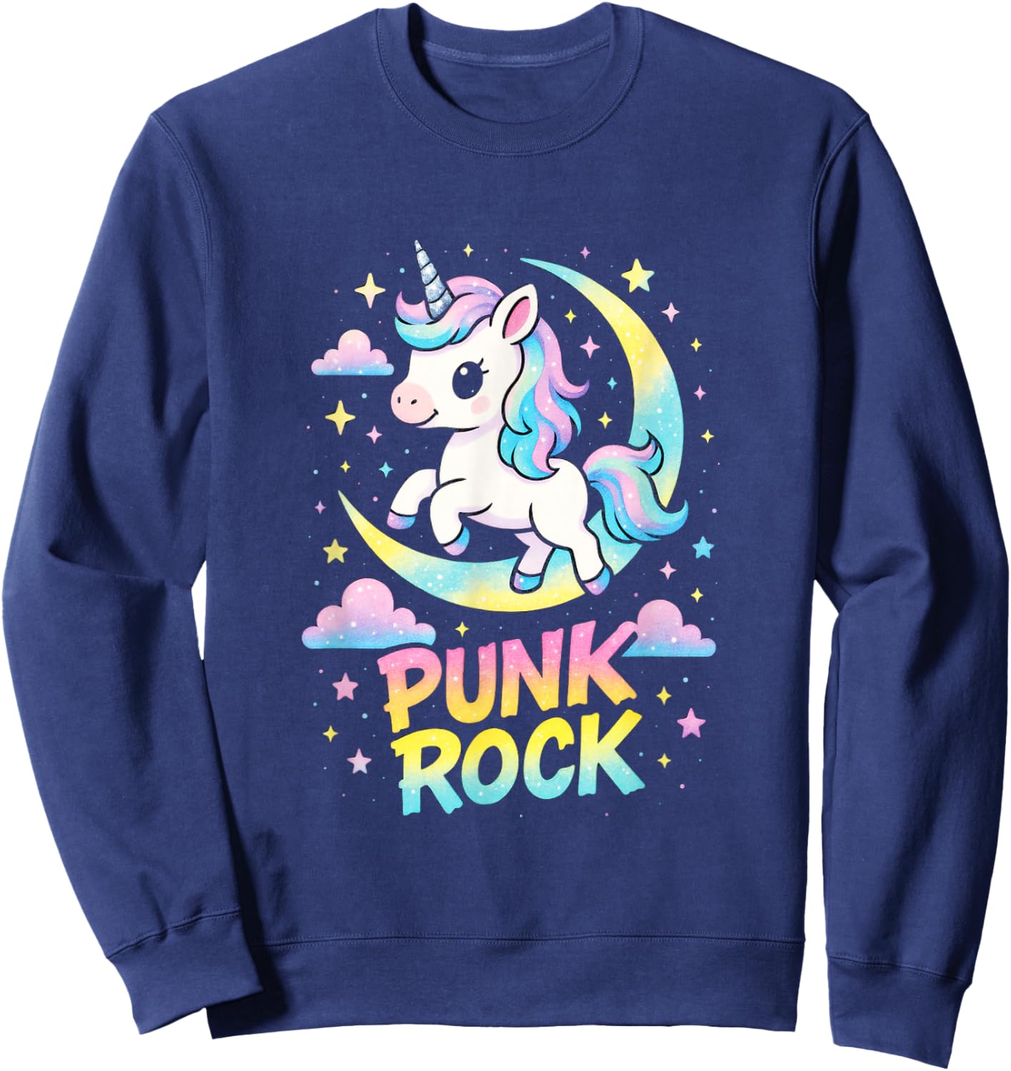 Punk Rock - Unicorn Rocker Music Concert Sweatshirt - Sweatshirt | Navy
