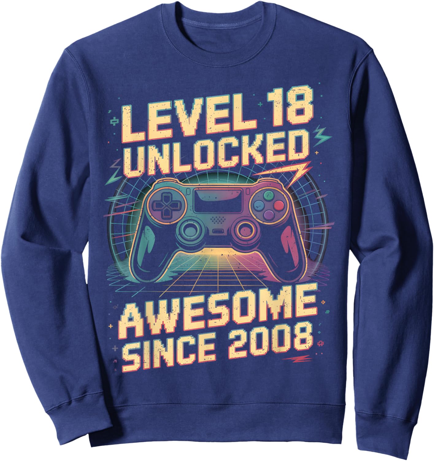 18 Year Old Boy Level 18 Gamer 2008 18th Birthday Party Gift Sweatshirt - Sweatshirt | Navy