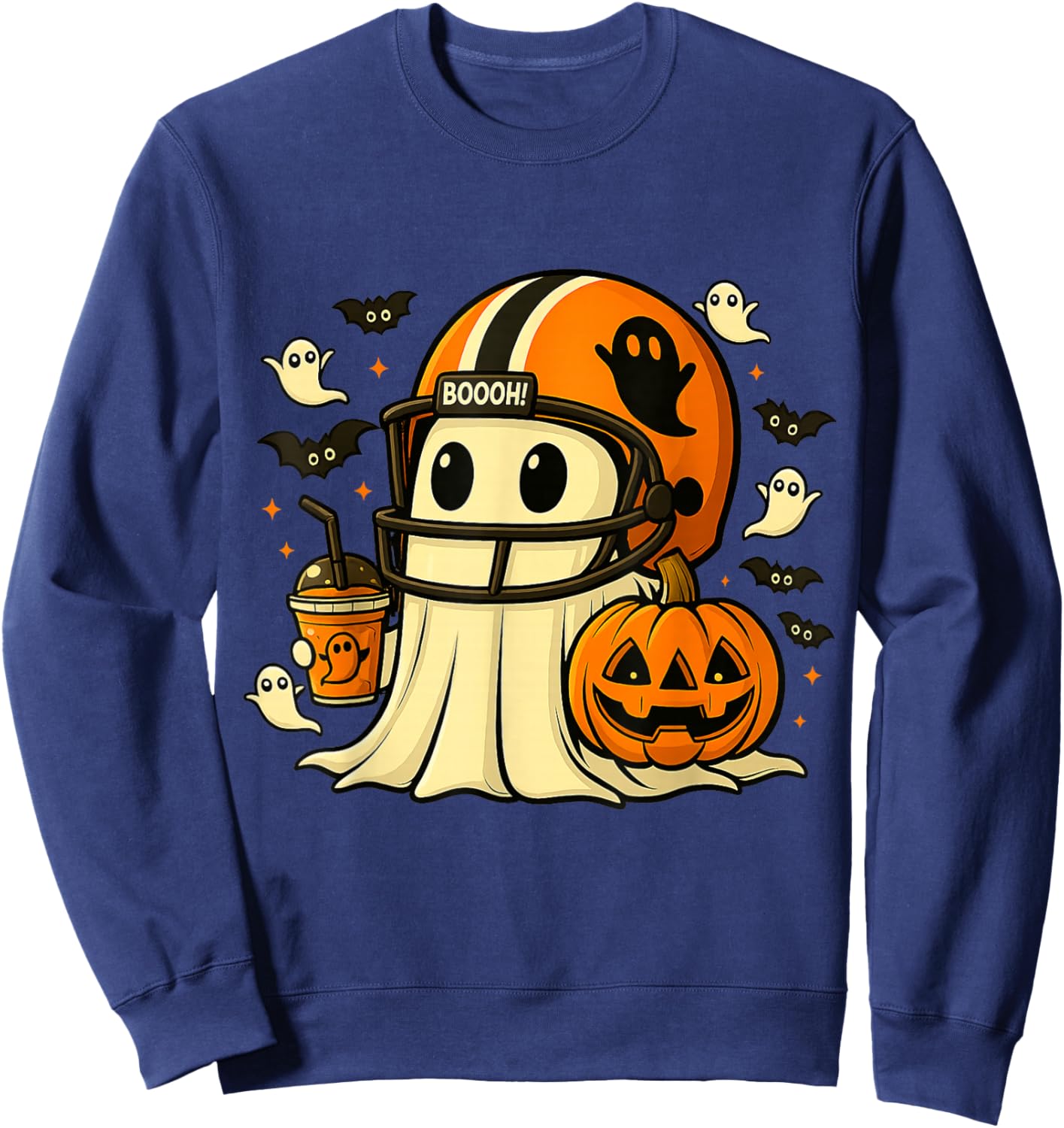 Ghost Ready for Football, Halloween and Pumpkin Patch Season Sweatshirt - Sweatshirt | Navy