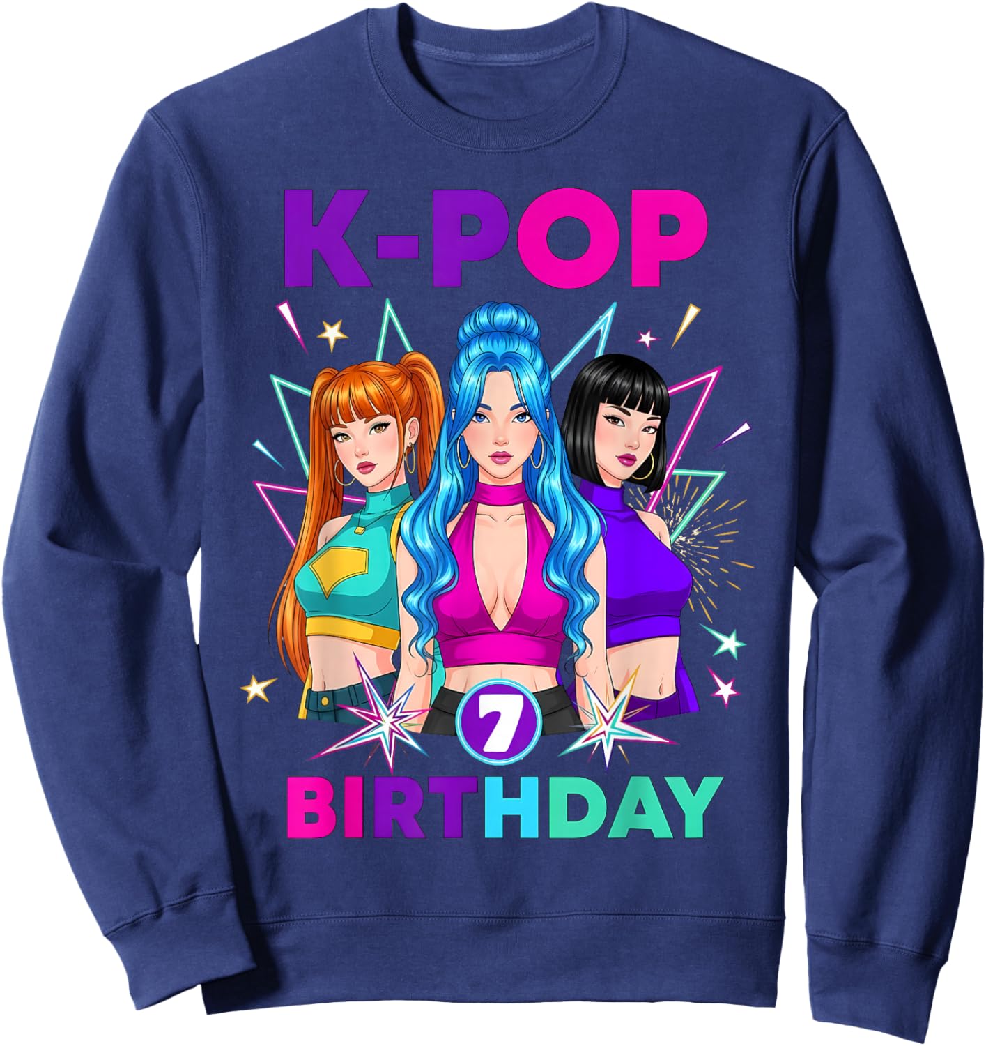 7 Years Old Birthday K Pop Kids 7th Birthday Girls K-pop Sweatshirt - Sweatshirt | Navy