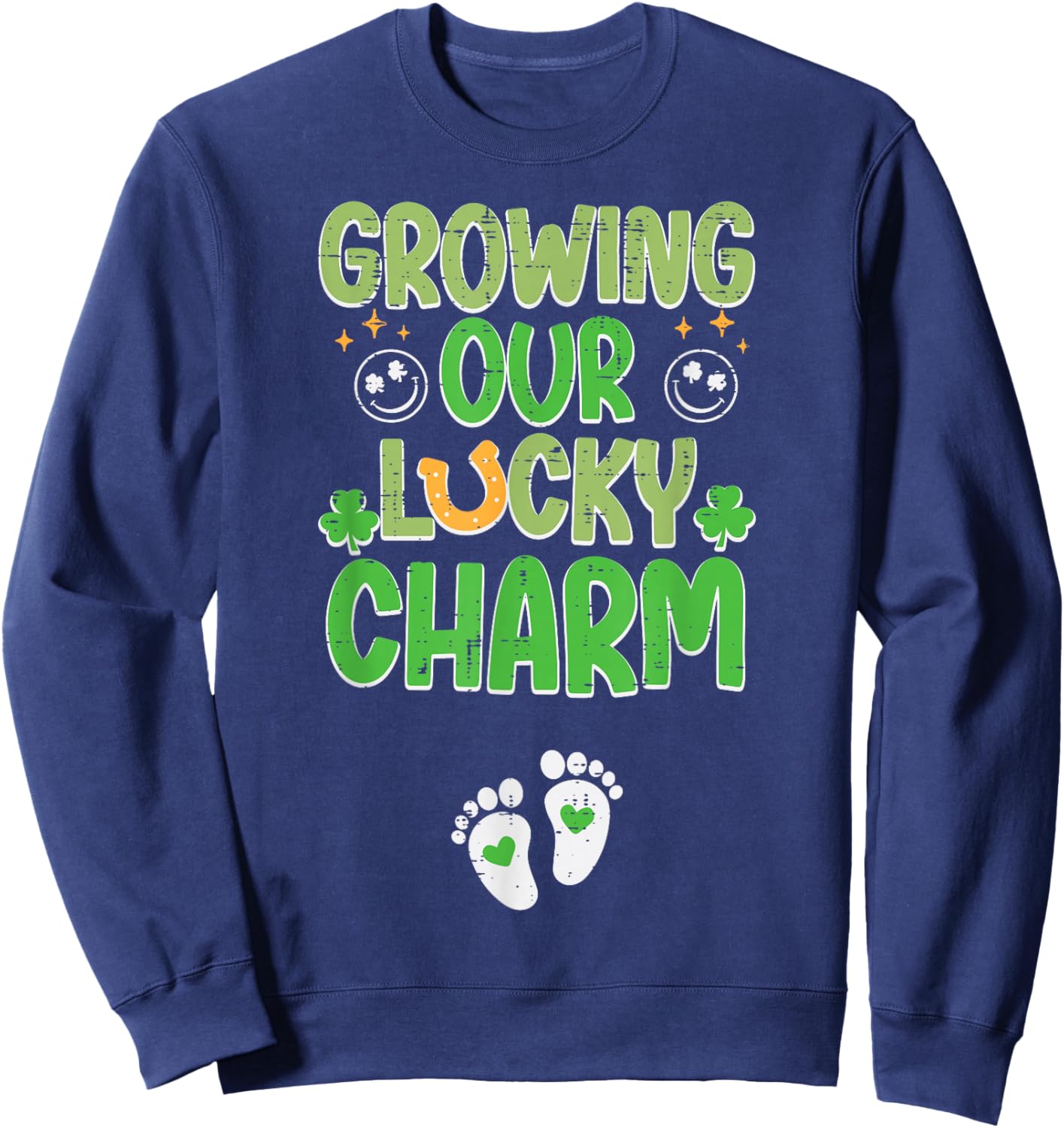St Patricks Day Pregnancy Growing Our Lucky Charm Women Men Sweatshirt - Sweatshirt | Navy