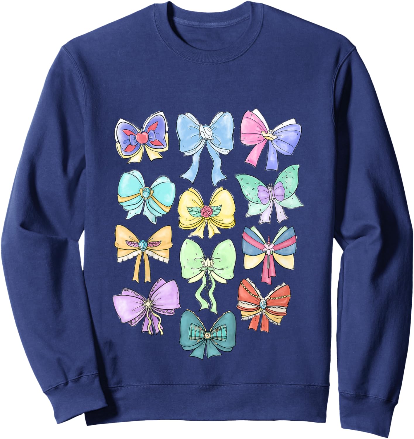 Disney Princess Cute Ribbons and Bows Pastel Colors Logo Sweatshirt - Sweatshirt | Navy