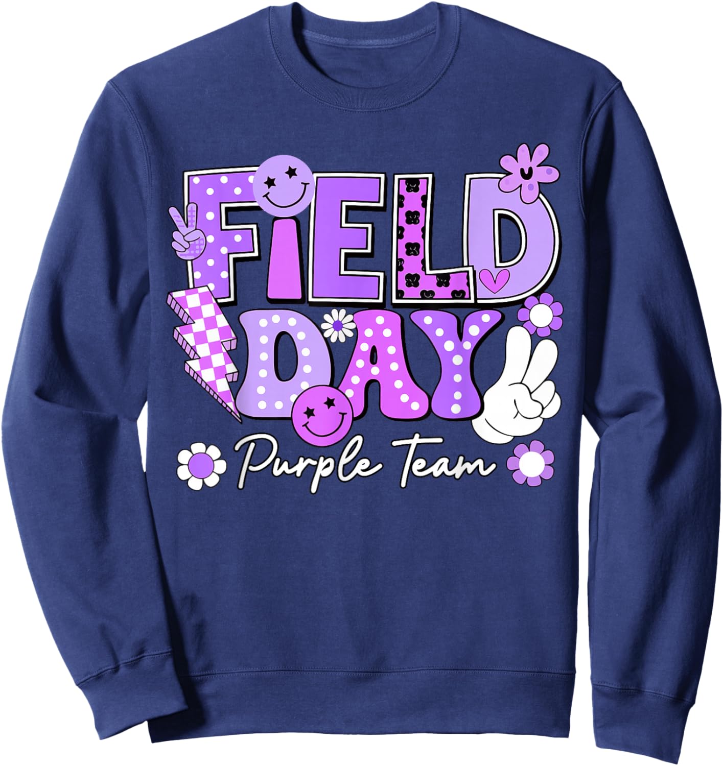 Field Day Purple Team Funny for Teacher Kids Field Day Games Sweatshirt - Sweatshirt | Navy