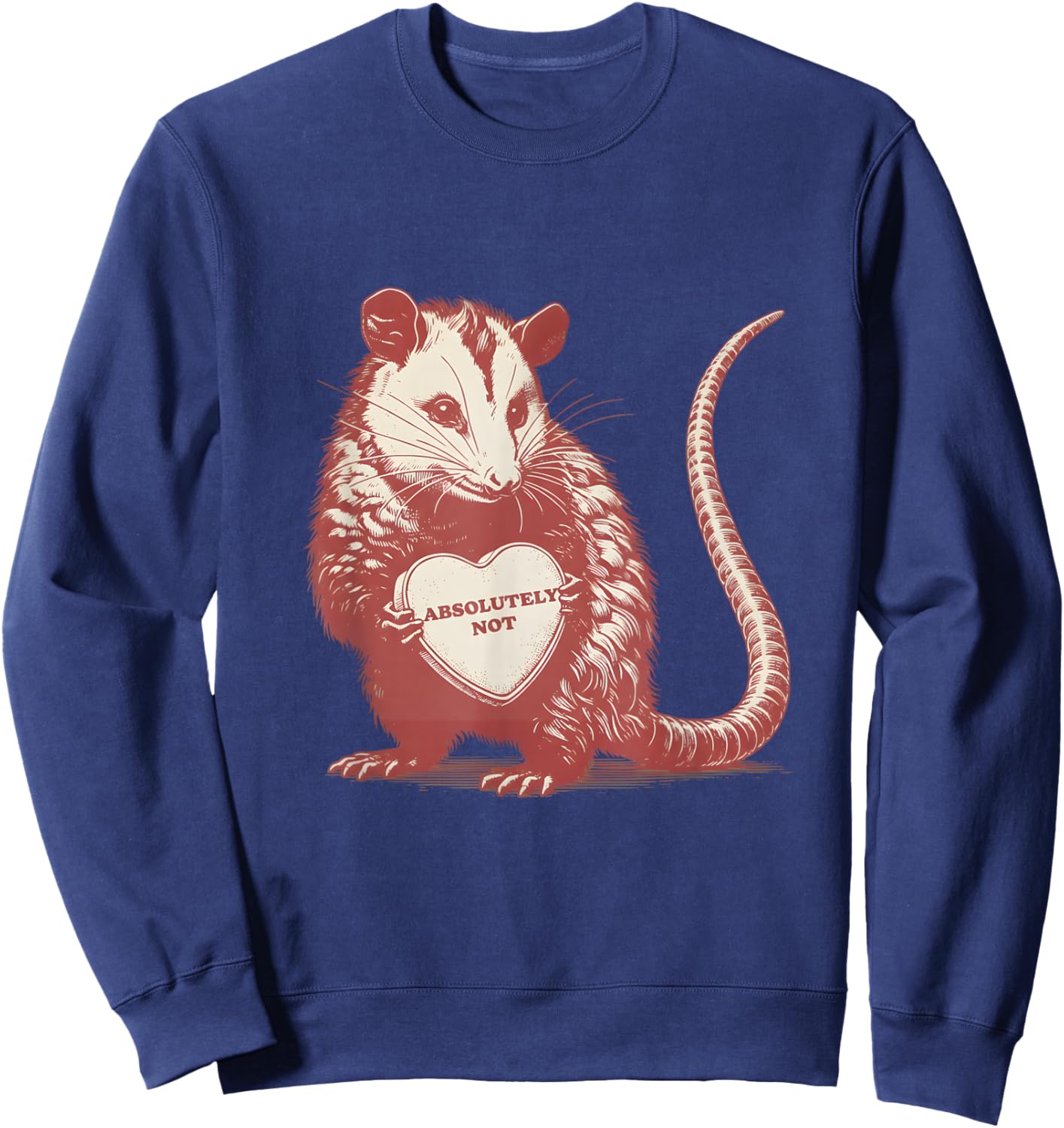 Funny Opossum Absolutely Not Valentine Graphic Sweatshirt - Sweatshirt | Navy