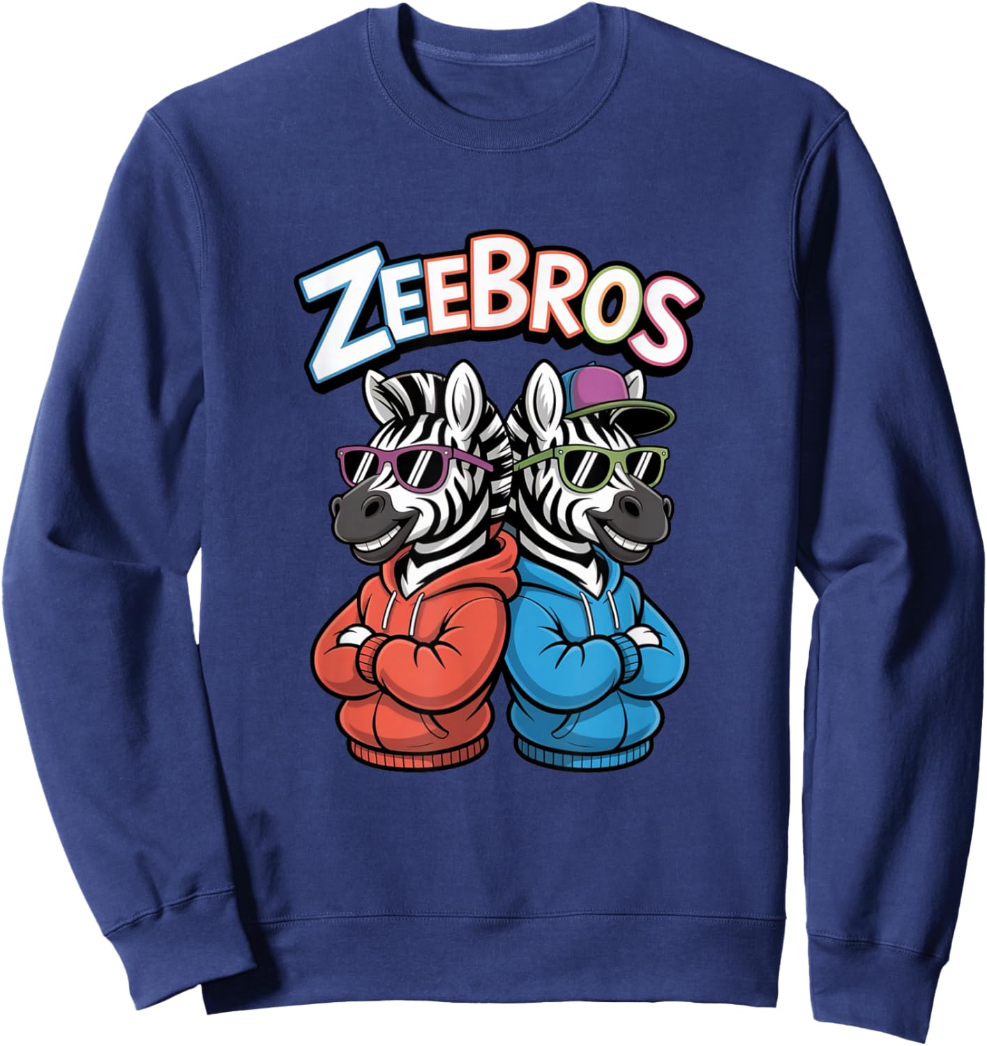 Zeebros Cute Zebra Duo Design for Zebros Lovers Sweatshirt - Sweatshirt | Navy