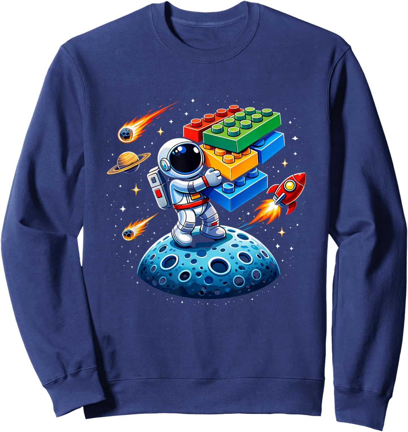 Master Builder Space Astronaut Cadet Building Bricks Boys Sweatshirt - Sweatshirt | Navy