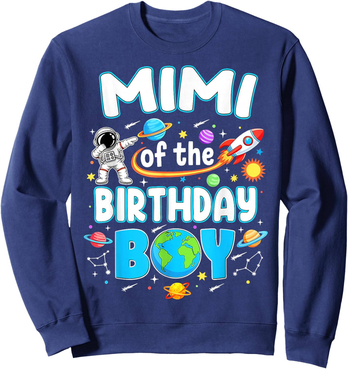 Mimi of The Birthday Boy Astronaut Family Space Planets Sweatshirt - Sweatshirt | Navy