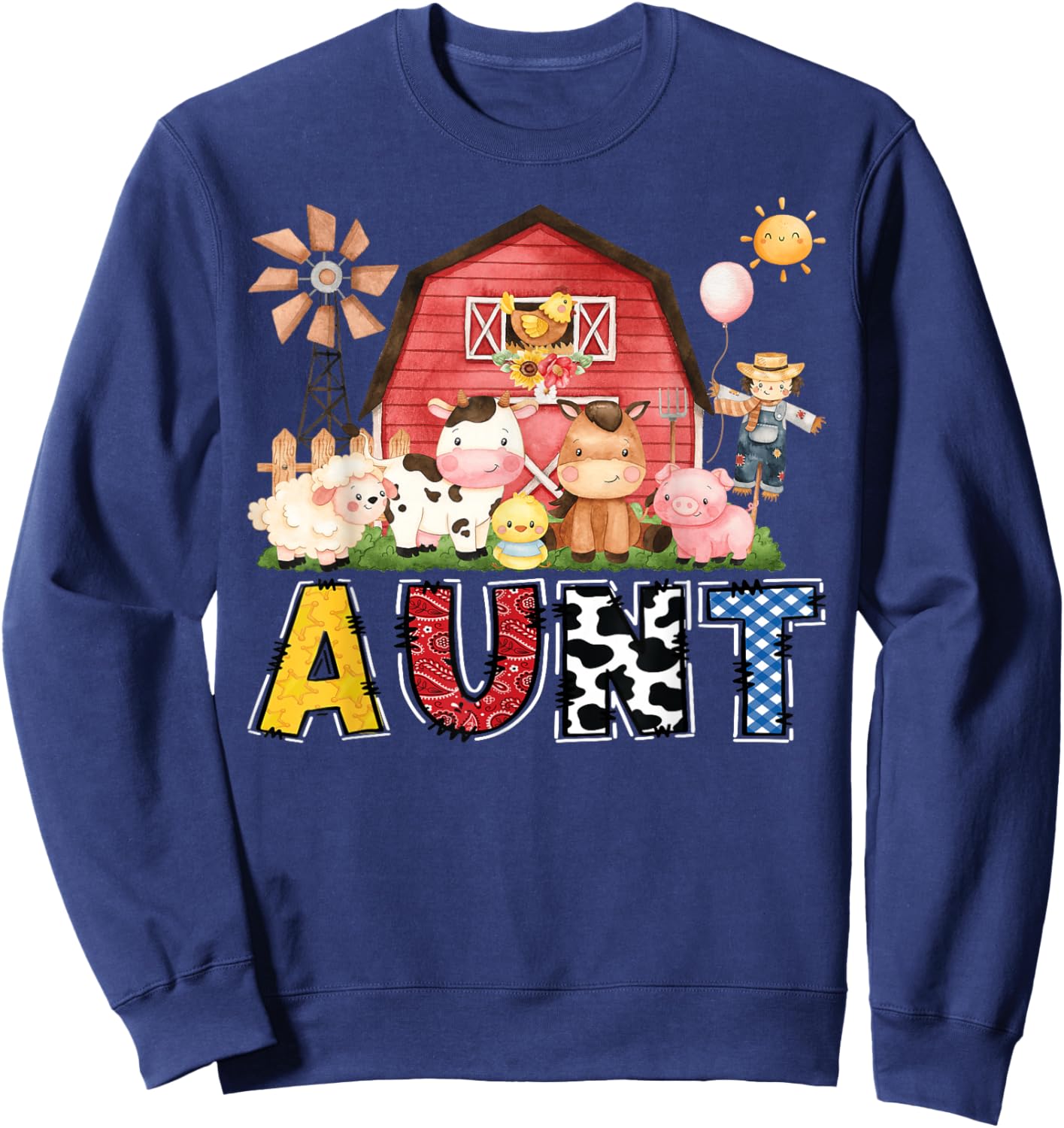 Aunt Farm Cow Birthday Boy Matching Family Party Sweatshirt - Sweatshirt | Navy