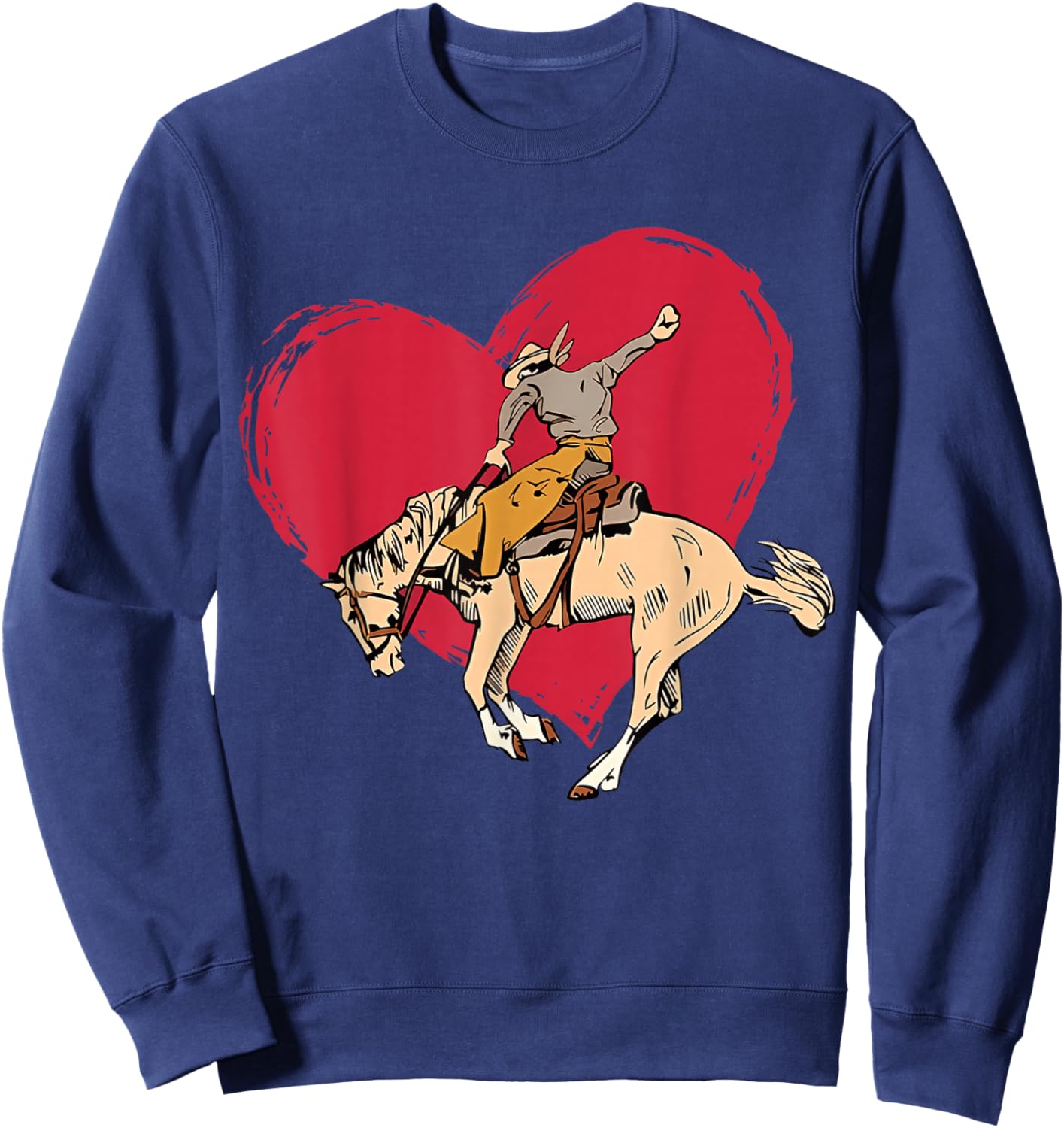 Horseman Red Heart Wild Western Cowboy Valentines Sweatshirt - Sweatshirt | Navy