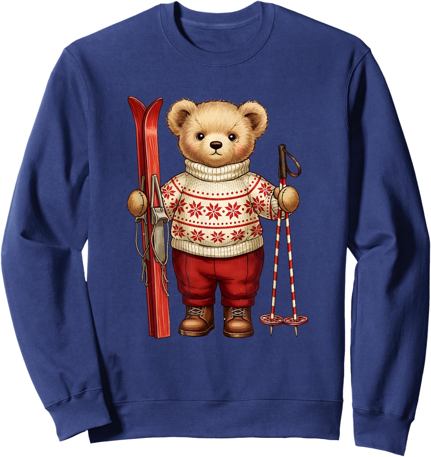 Retro Christmas Ski Bear Vintage Holiday Sweatshirt - Sweatshirt | Navy