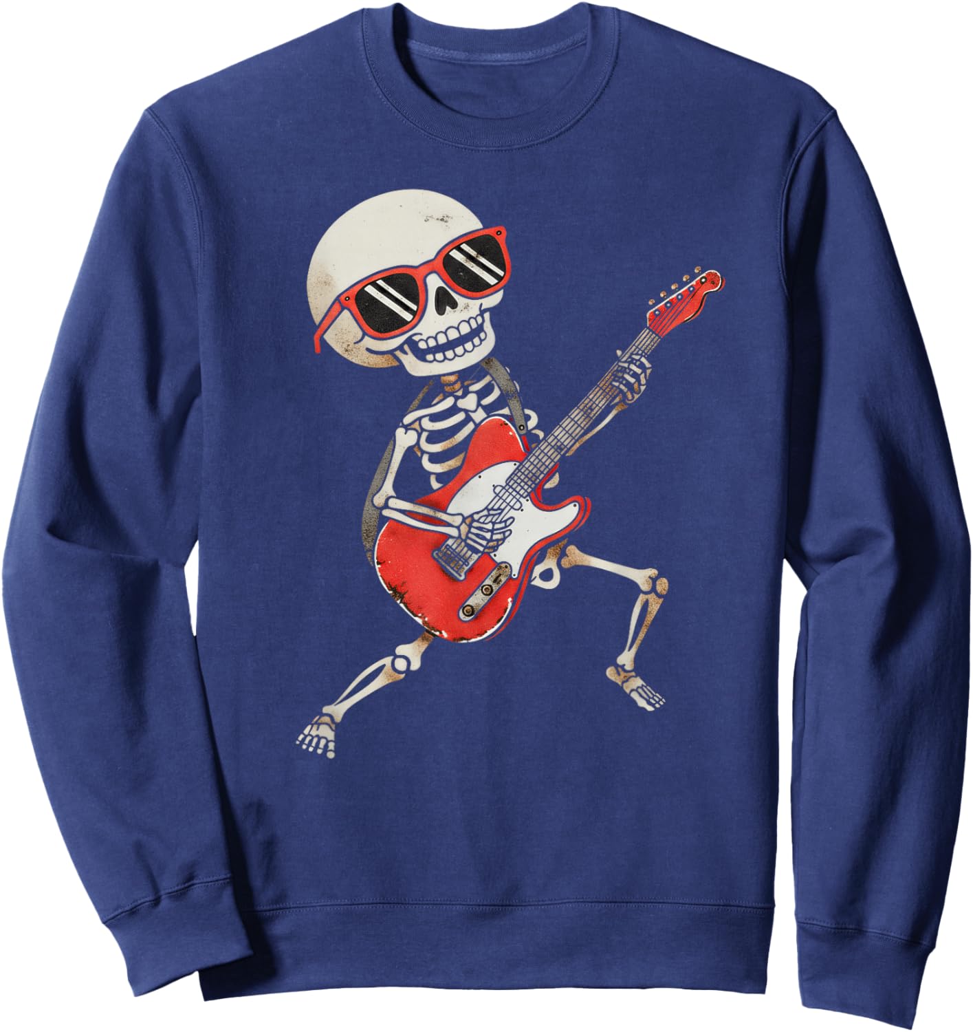 Funny Skeleton Playing Guitar Rock & Roll Boys Girls Sweatshirt - Sweatshirt | Navy