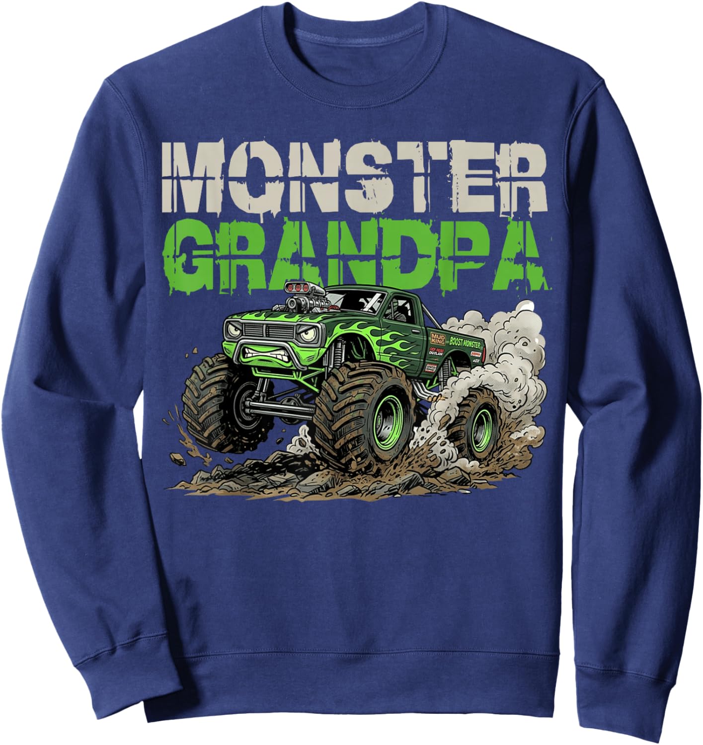Funny Monster Grandpa Monster Truck Off Road Family Matching Sweatshirt - Sweatshirt | Navy