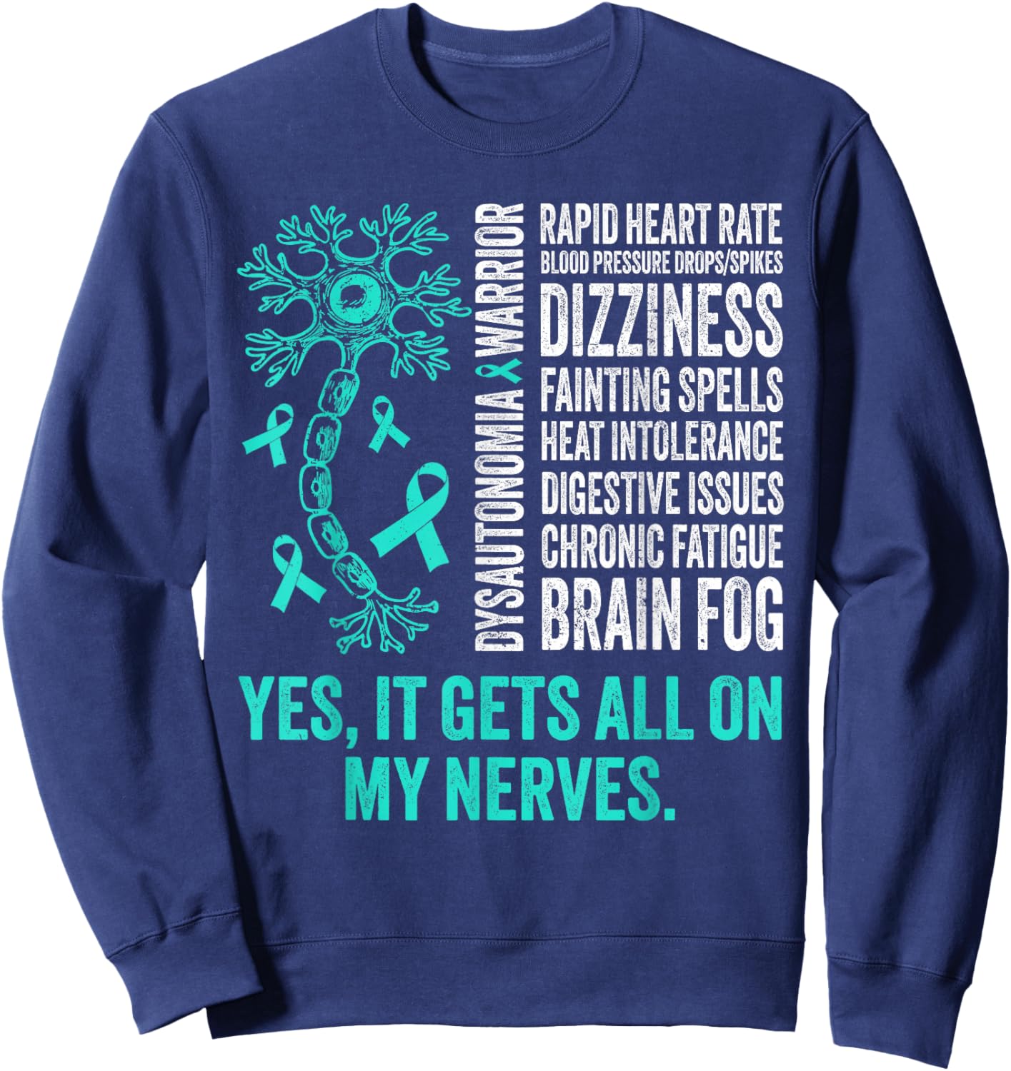 Dysautonomia Warrior Dysautonomy Awareness Pots Warrior Sweatshirt - Sweatshirt | Navy