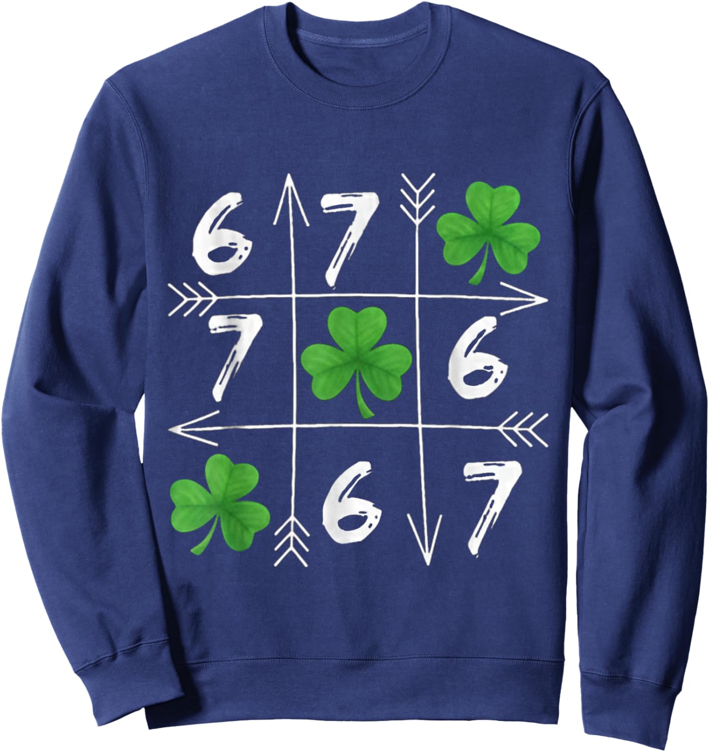 Six Seven 67 Meme 6 7 St. Patrick´s Day Shamrock Sweatshirt - Sweatshirt | Navy