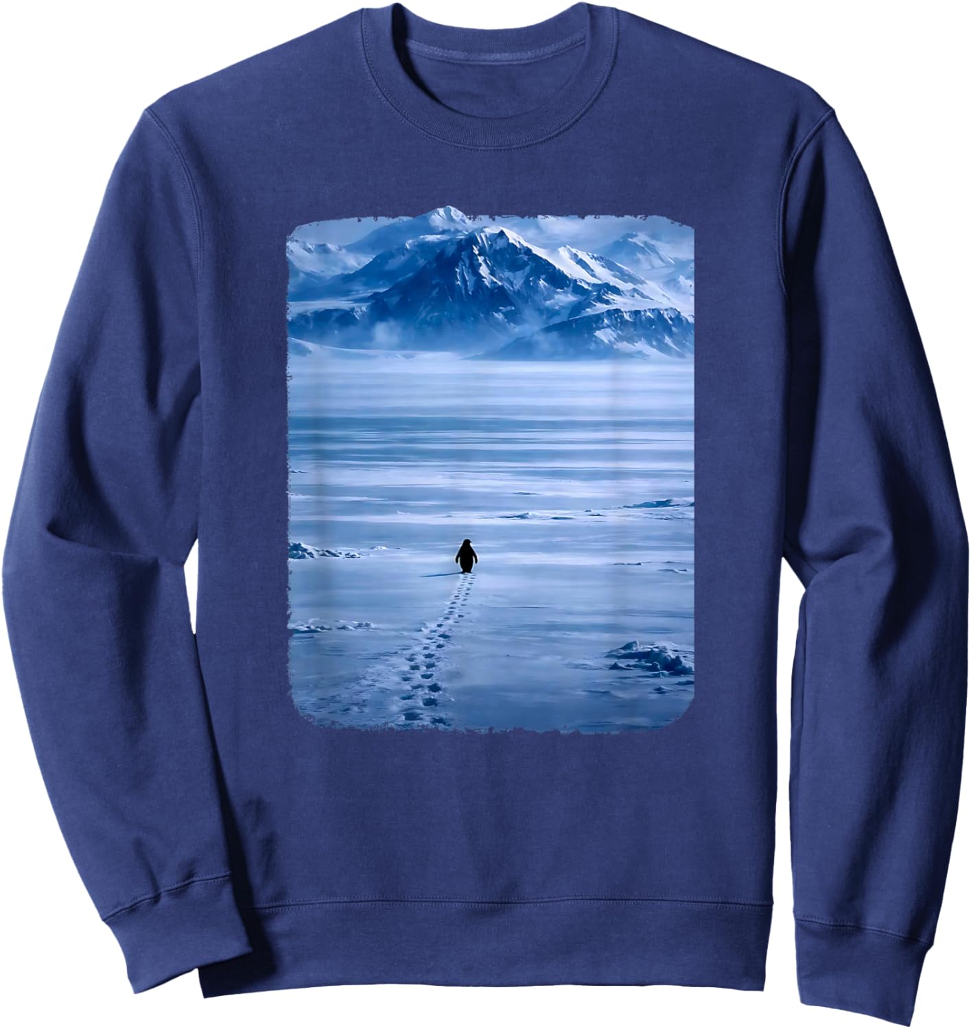 Lone Penguin Walking Toward Mountain Meme Sweatshirt - Sweatshirt | Navy