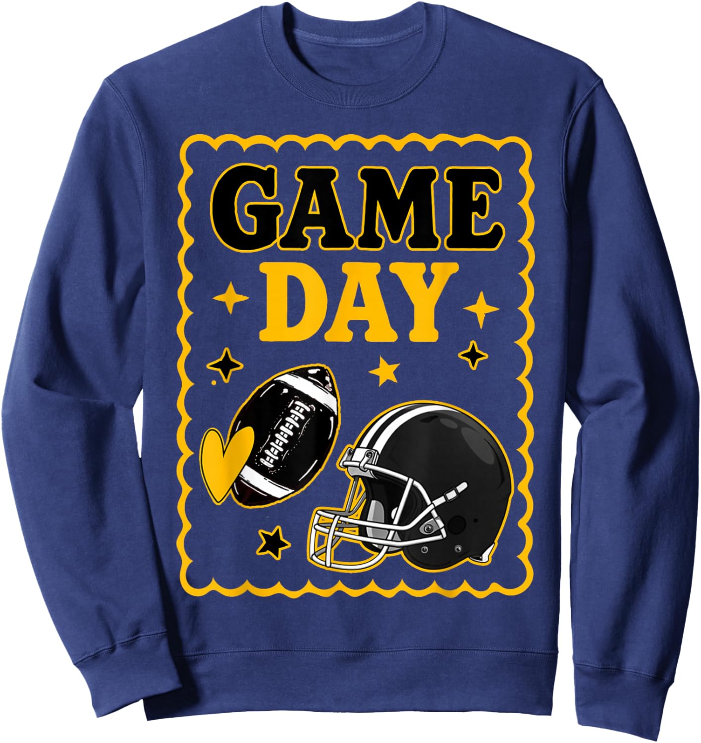 Game Day Gold Black American Football Women Girl Kids Vibes Sweatshirt - Sweatshirt | Navy