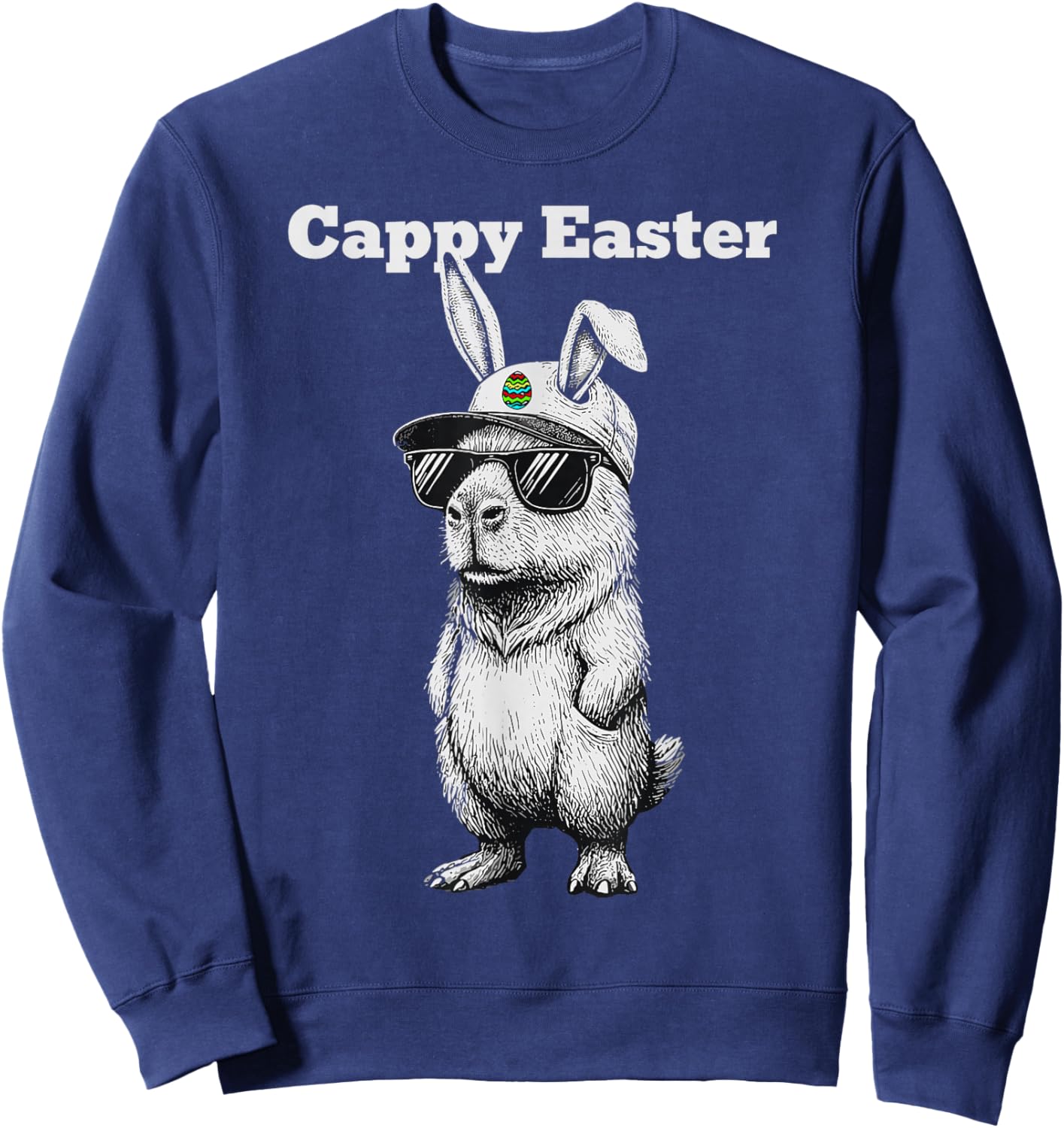 Funny Capybara Easter Shirt Cute Bunny Capy Sweatshirt - Sweatshirt | Navy