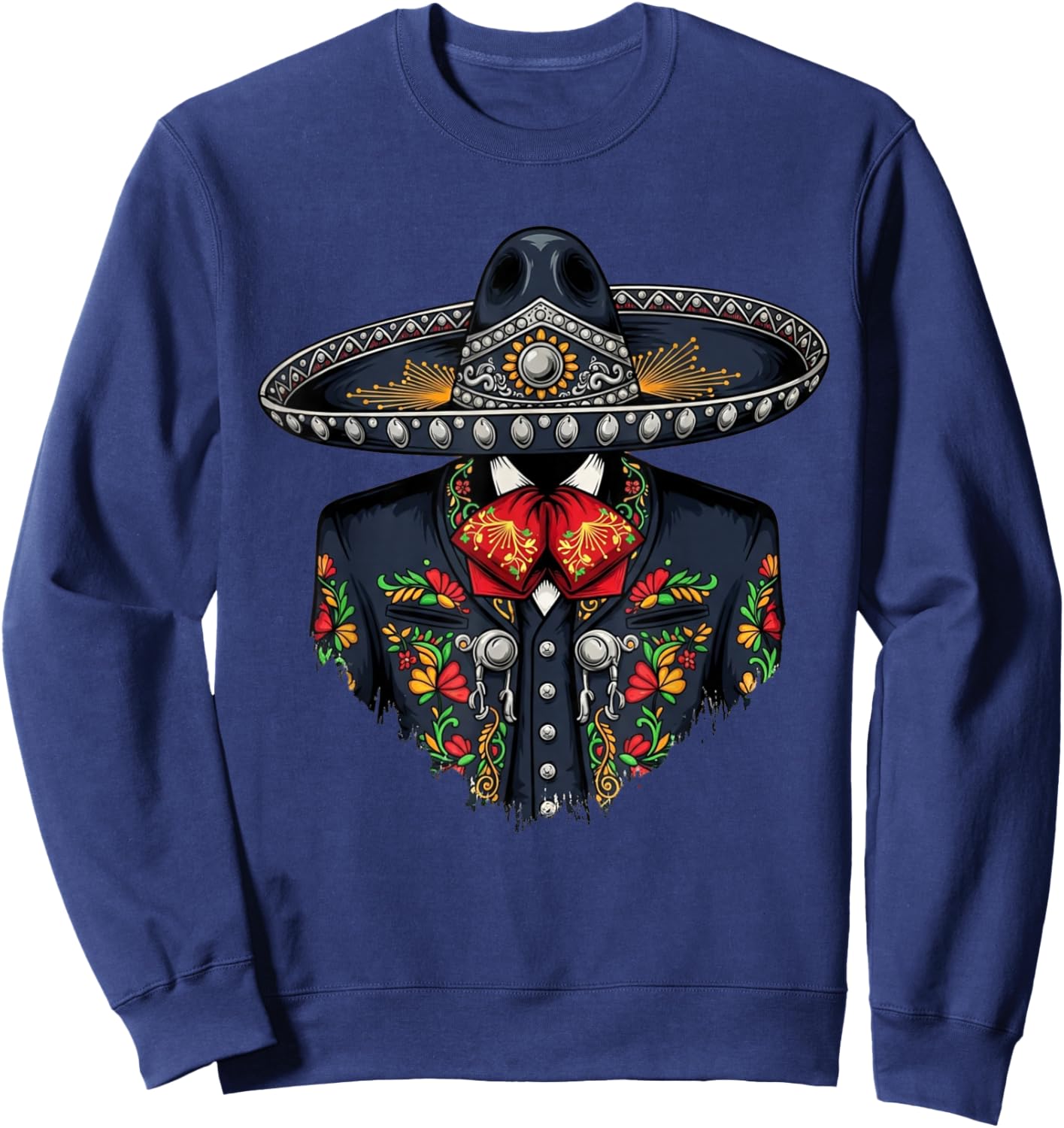 Vibrant Mexican Charro Suit Traditional Mariachi Attire Sweatshirt - Sweatshirt | Navy