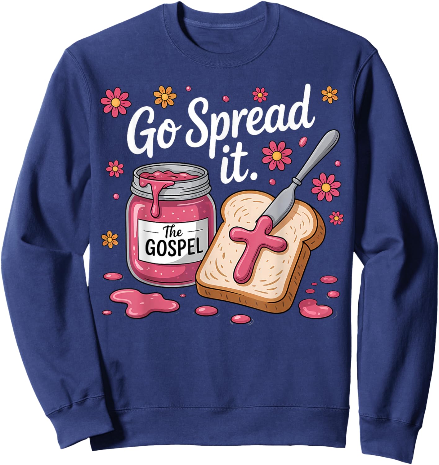 The Gospel Go Spread It Christian Floral Sweatshirt - Sweatshirt | Navy