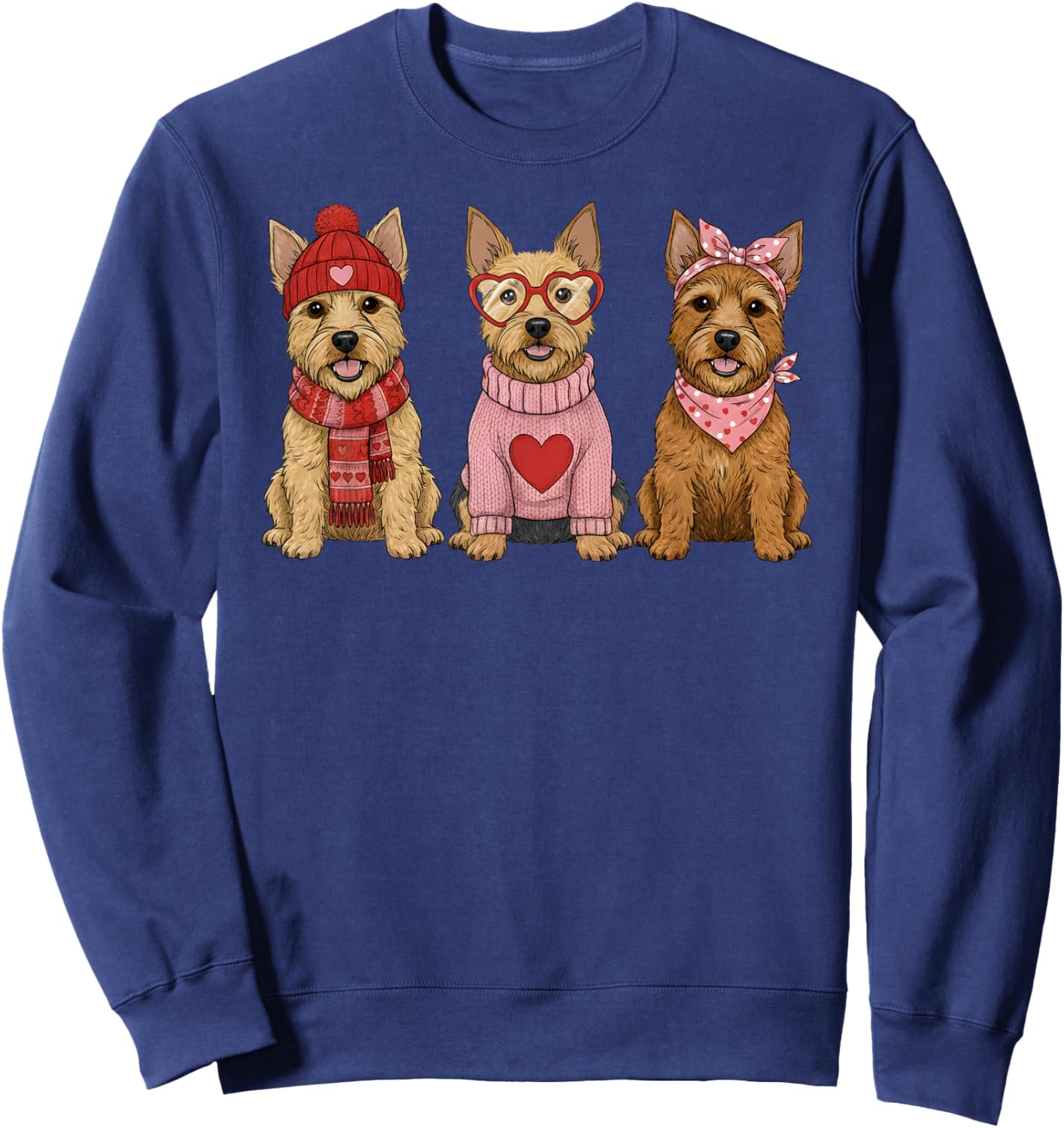 Cute Norwich Terrier Valentine Dog Sweatshirt - Sweatshirt | Navy