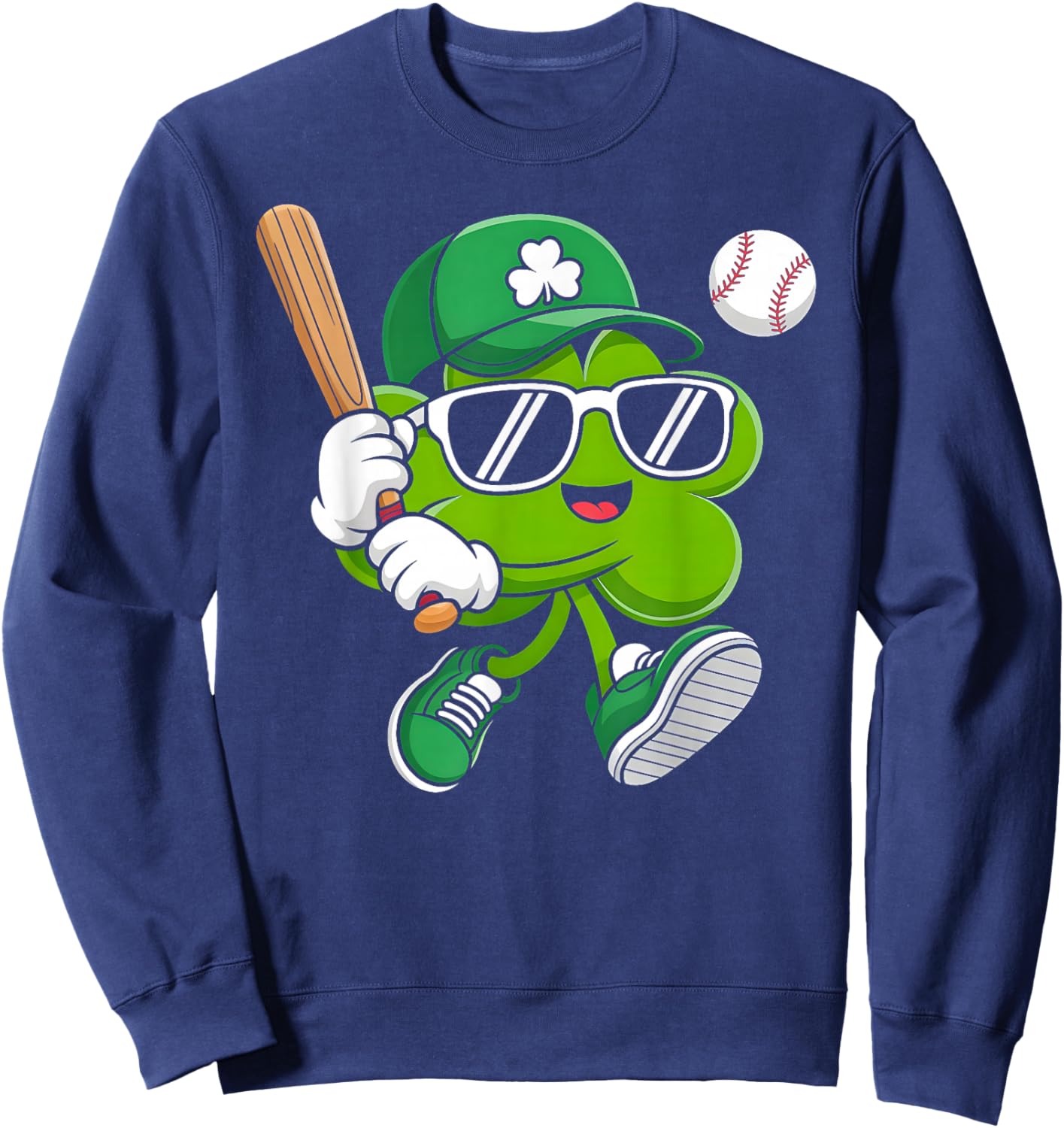 Irish Lucky Shamrock Baseball St Patricks Day Boys Men Kids Sweatshirt - Sweatshirt | Navy
