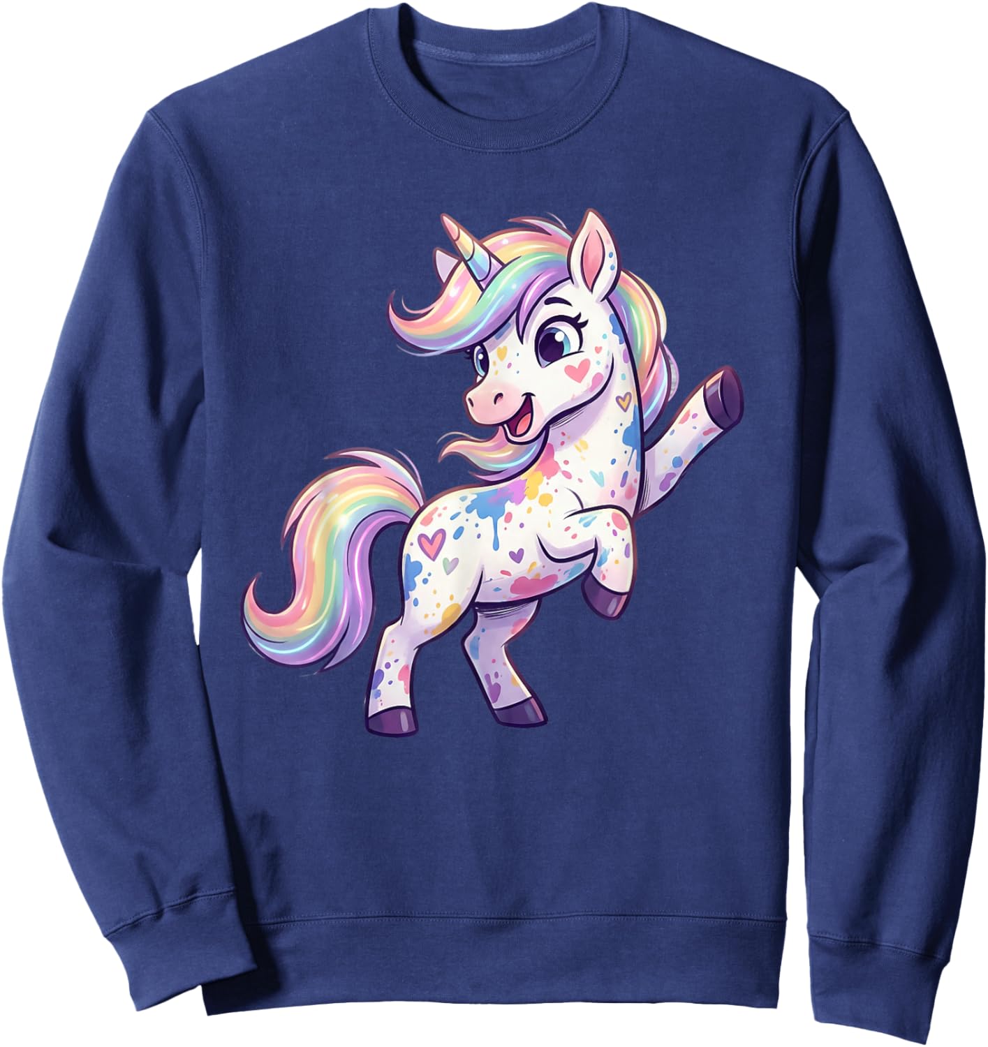 Cute Rainbow Unicorn Pastel Hearts Fantasy Sweatshirt - Sweatshirt | Navy
