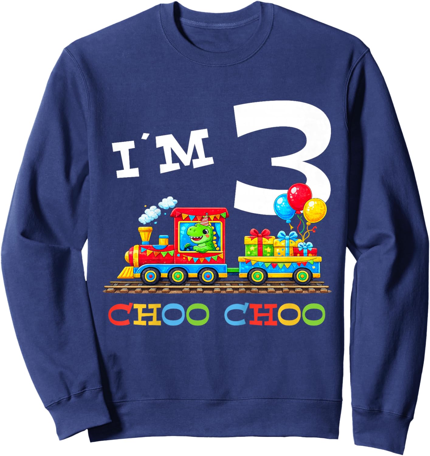 Train Birthday 3 Year Old Sweatshirt - Sweatshirt | Navy