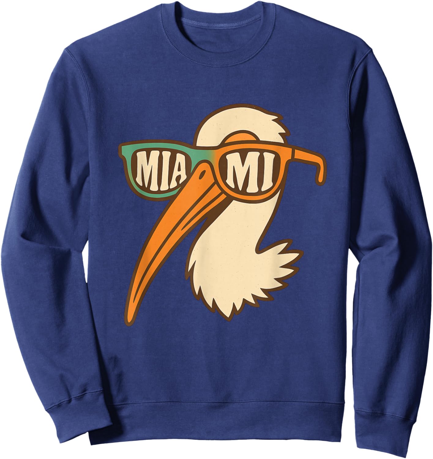 Hilarious American White Ibis Sunglasses Miami Apparel Sweatshirt - Sweatshirt | Navy
