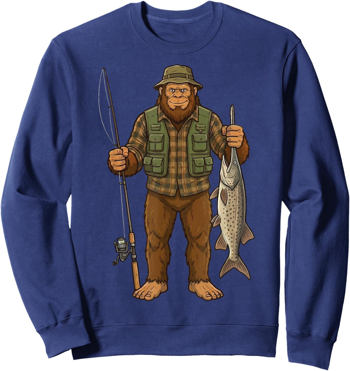 Paddlefish Bigfoot Fisher Fishing Fish Sweatshirt - Sweatshirt | Navy
