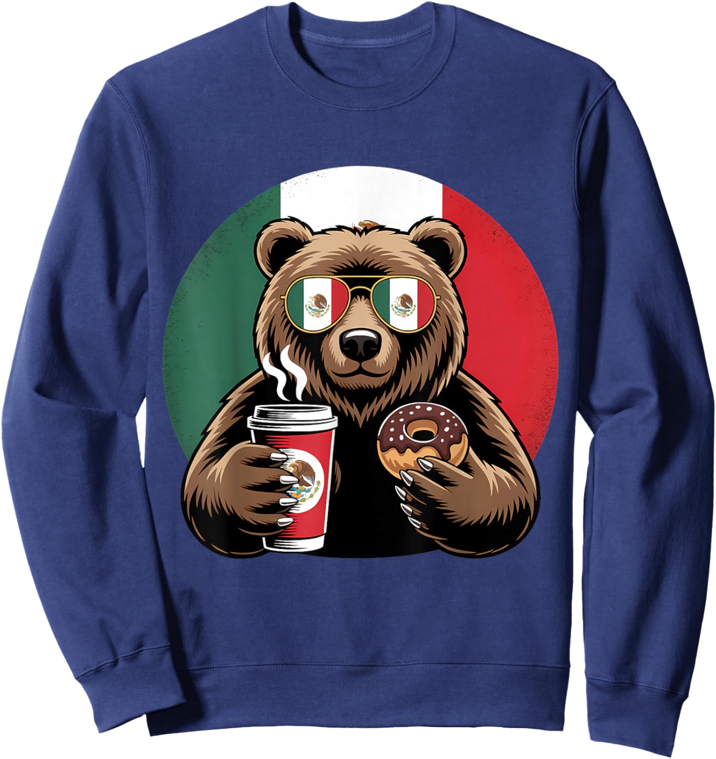 Mexico Flag Bear Mexican Pride Mexican Roots Mexican Flag Sweatshirt - Sweatshirt | Navy