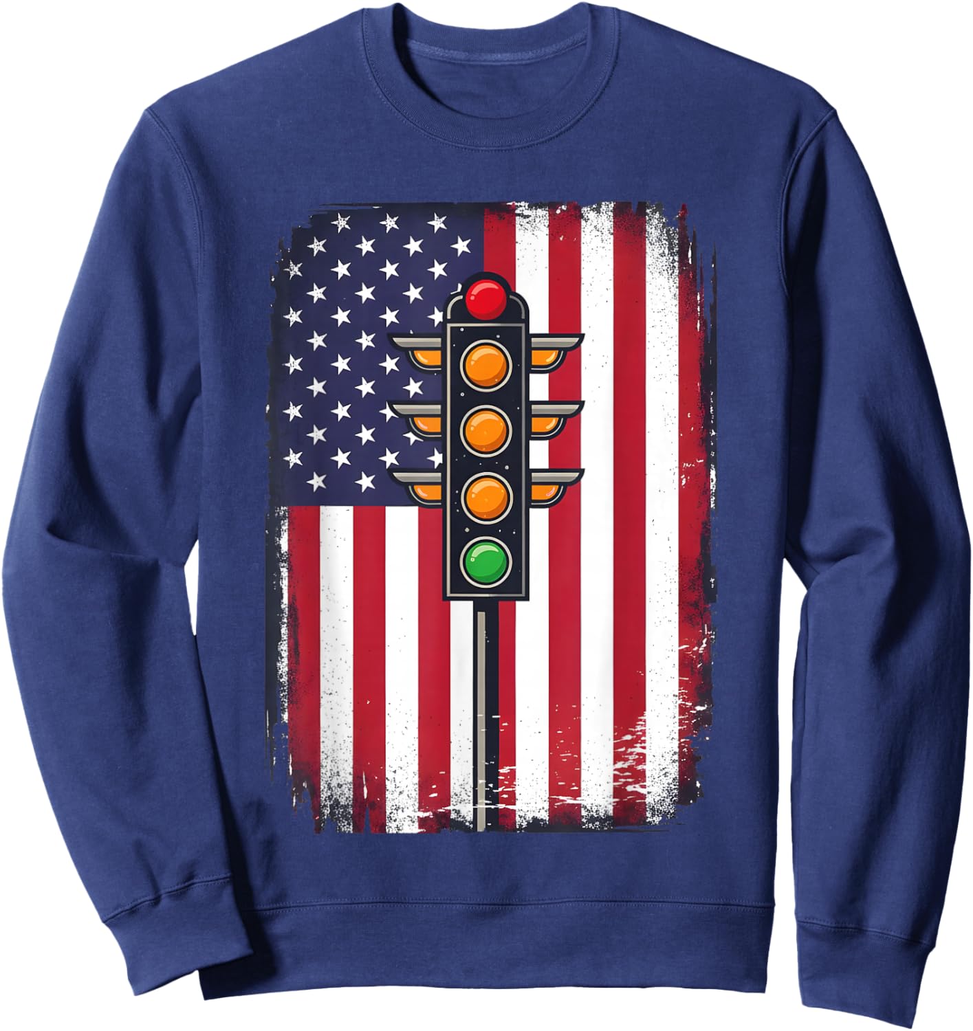 Drag Racing Retro Vintage American Flag Funny Drag Race Men Sweatshirt - Sweatshirt | Navy