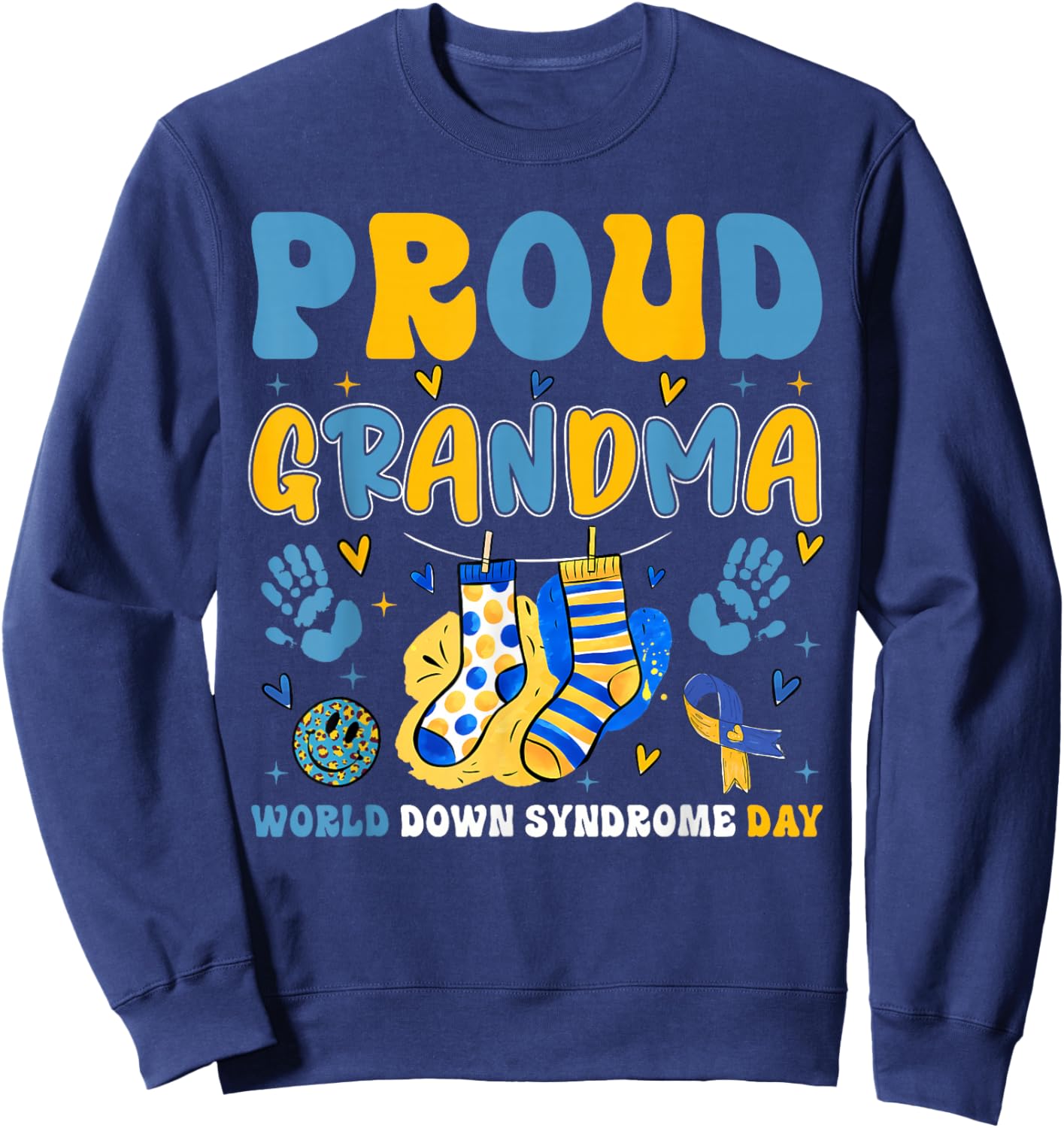 Retro Proud Grandma World Down Syndrome Day Grandmother Girl Sweatshirt - Sweatshirt | Navy