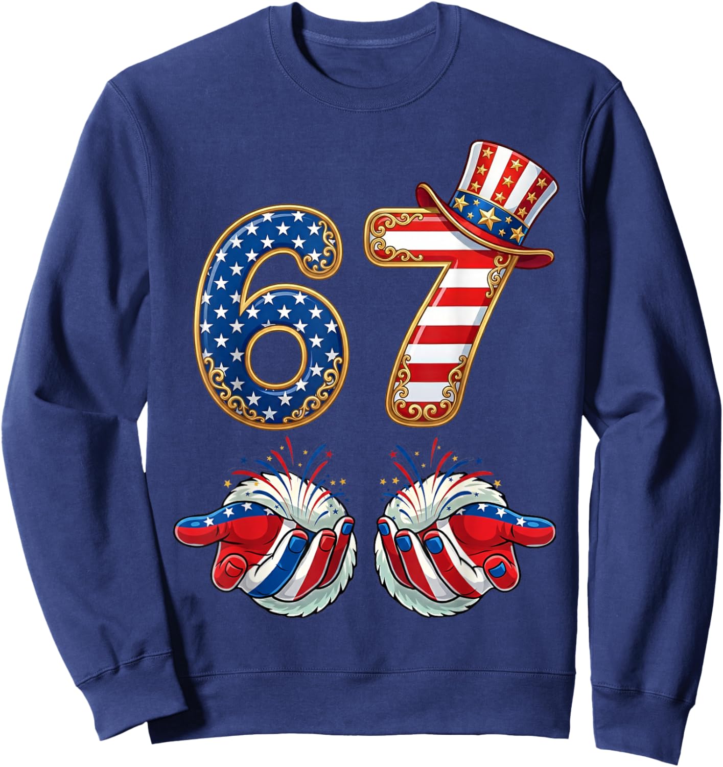 American 4th of July 67 USA Flag Women Boys Kids Girl Men Sweatshirt - Sweatshirt | Navy