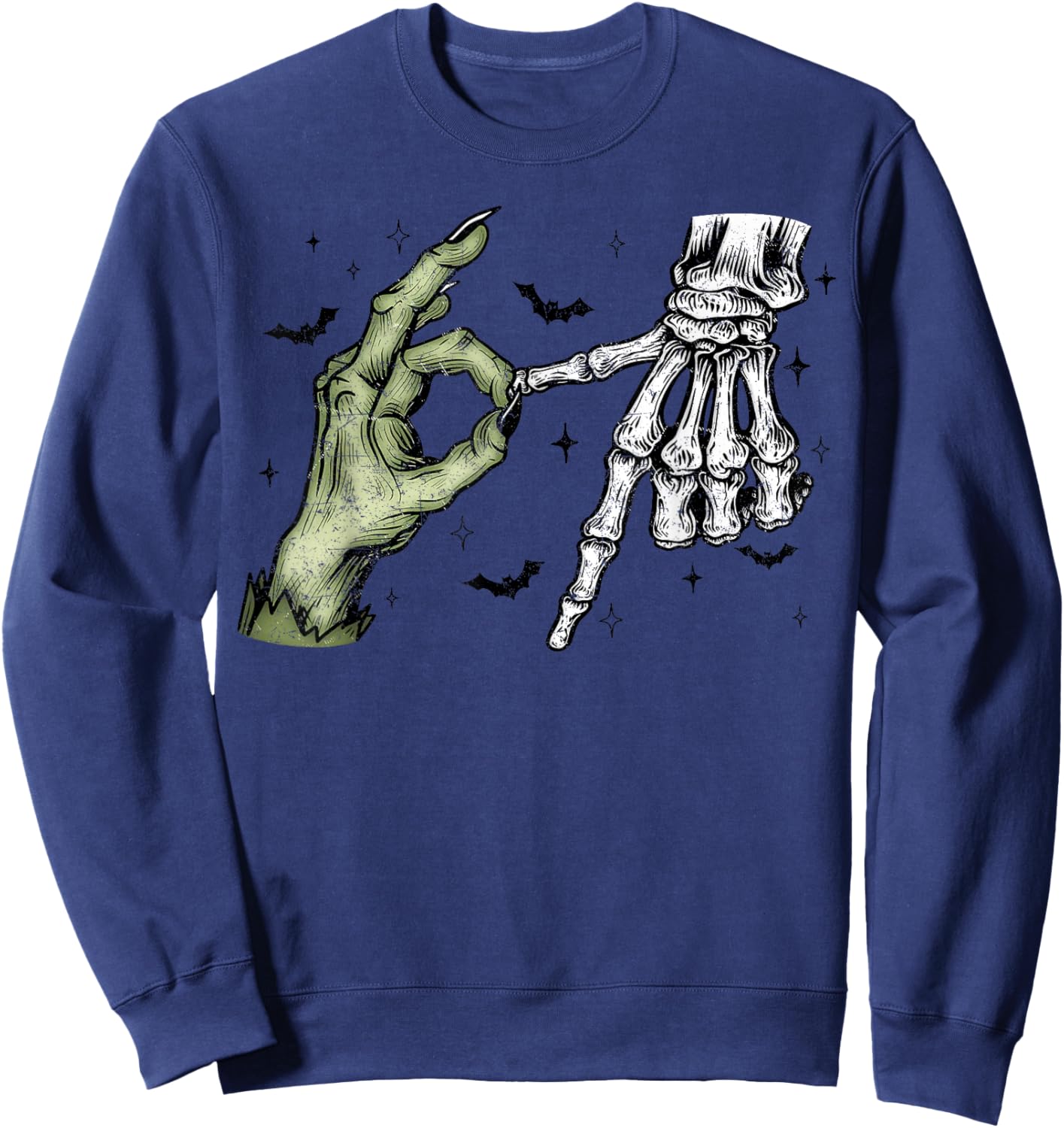 Six Seven 6 7 Meme Funny Skeleton Hands Sign Let's Get Sendy Sweatshirt - Sweatshirt | Navy
