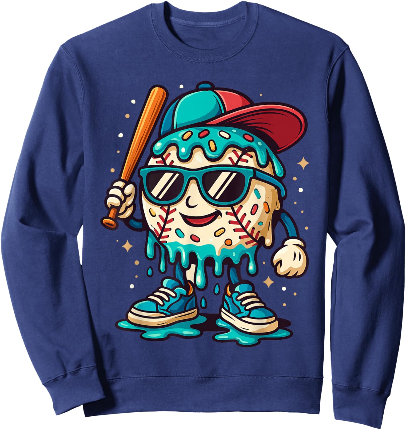 Baseball Drip Outfit Boys, Ice Cream Drip Baseball Lifestyle Sweatshirt - Sweatshirt | Navy