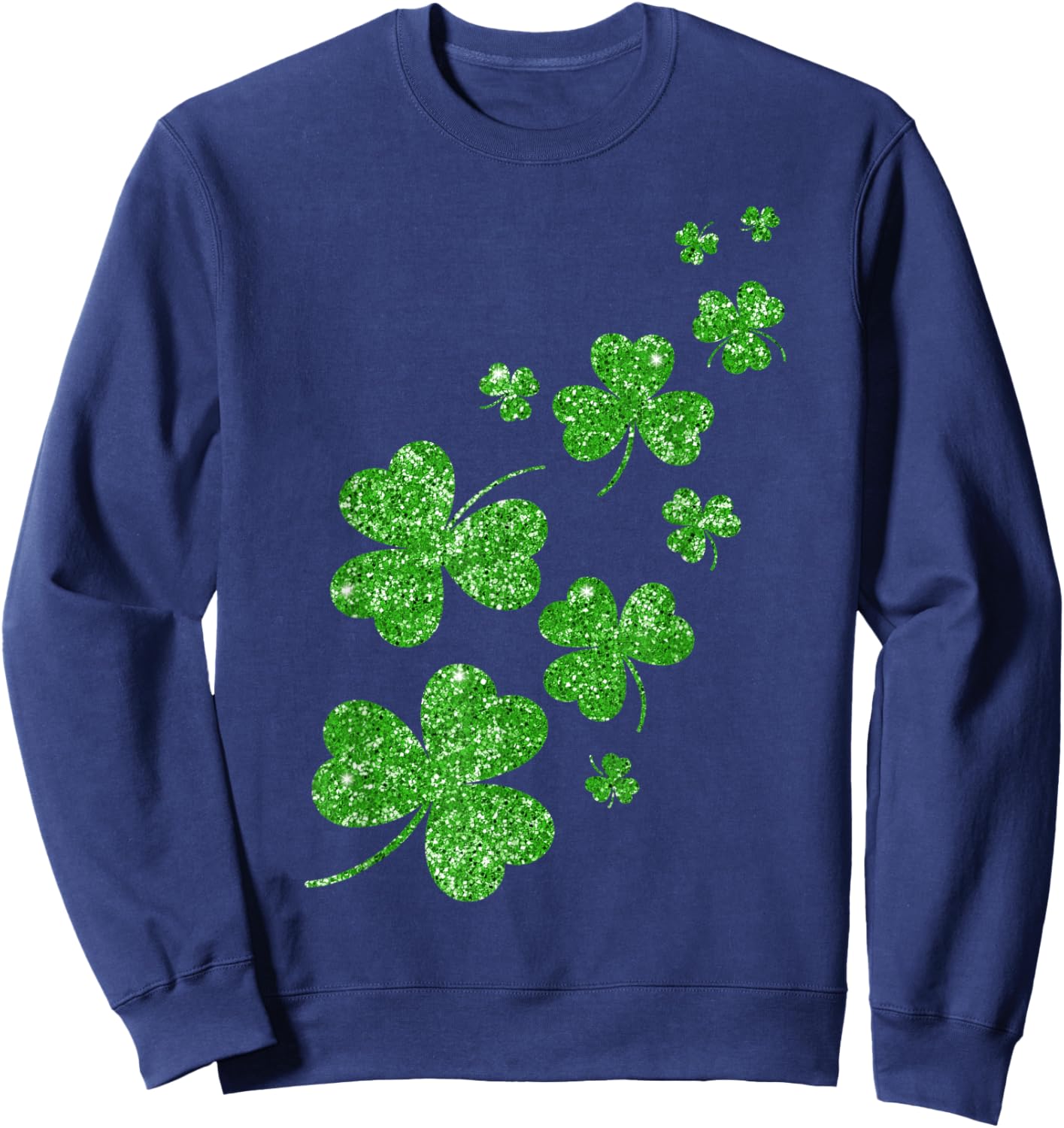 Shamrock Lucky Clover Cute St Patricks Day Girl Sweatshirt - Sweatshirt | Navy