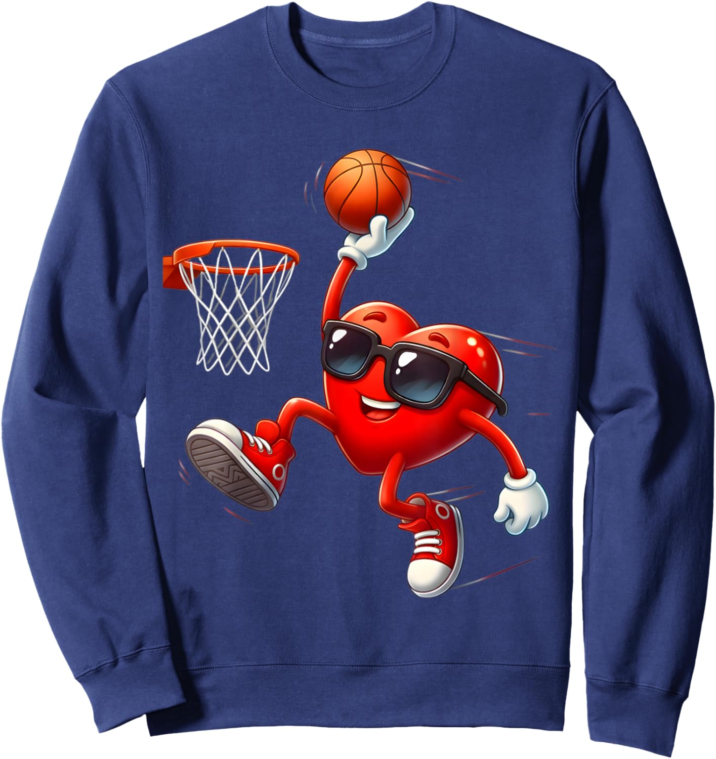Valentines Day Basketball Dunking Sports Men Boys Kids Youth Sweatshirt - Sweatshirt | Navy