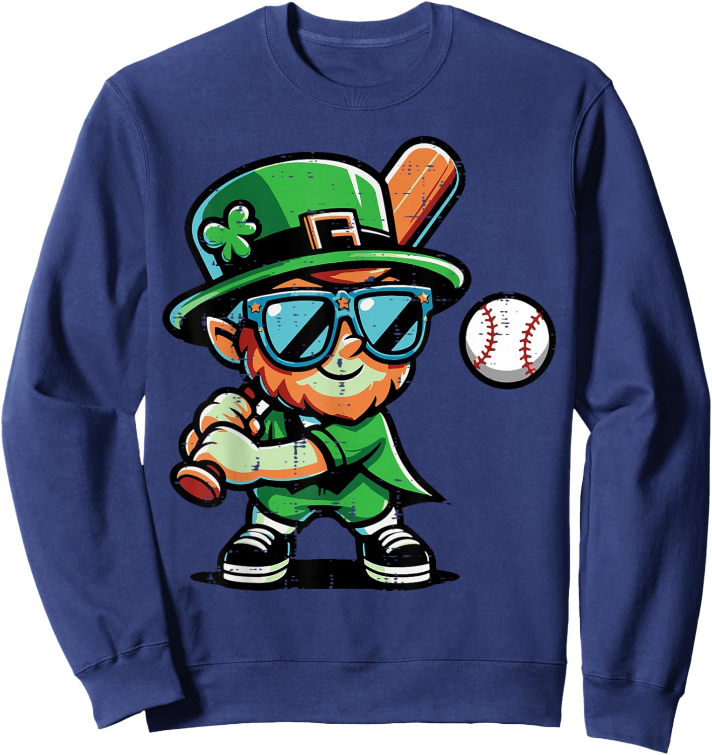 St Patricks Day Leprechaun Baseball Saint Paddys Boys Men Sweatshirt - Sweatshirt | Navy