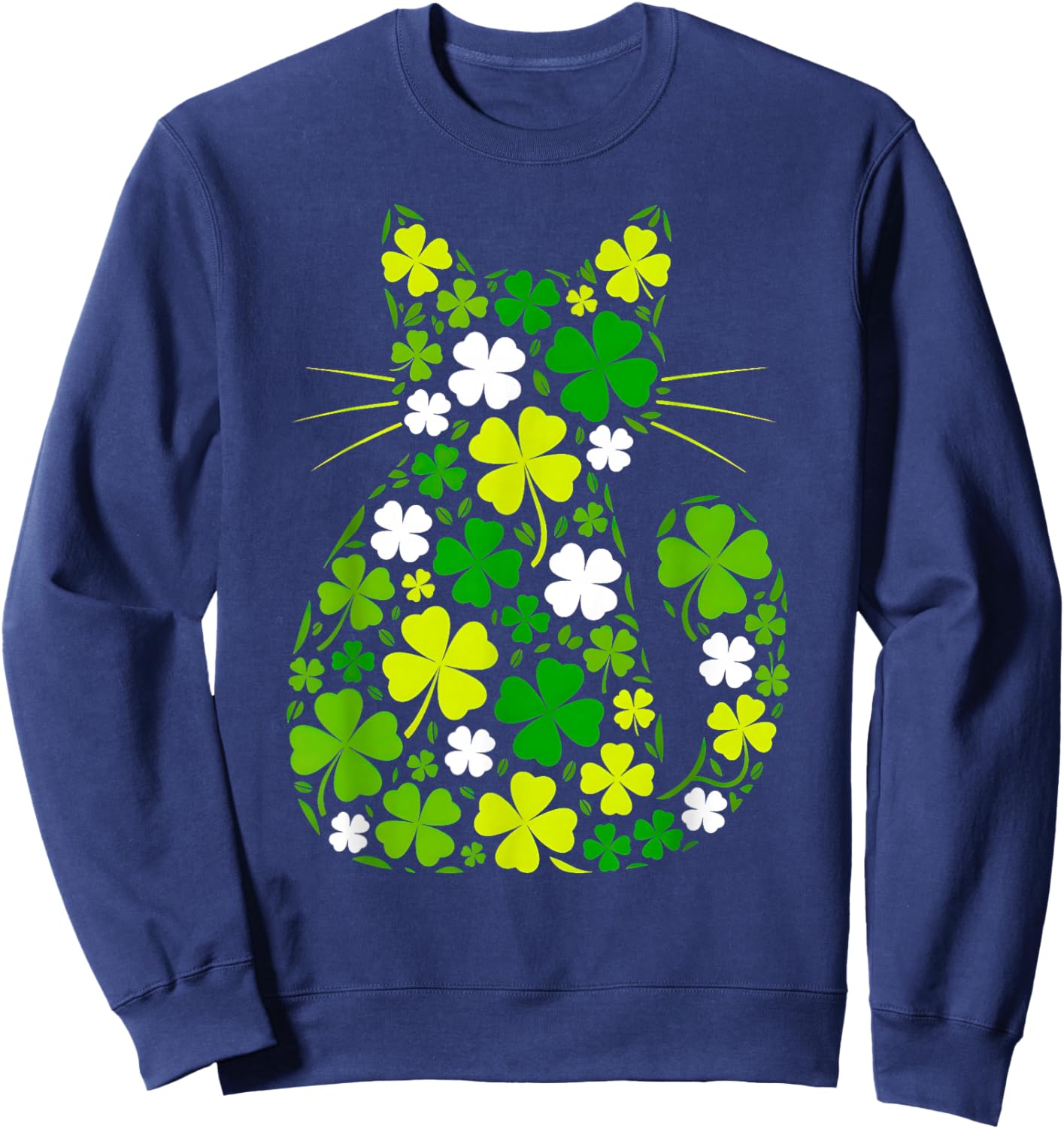 Cute Cat St Patricks Day Irish Lucky Shamrock Girls Women Sweatshirt - Sweatshirt | Navy